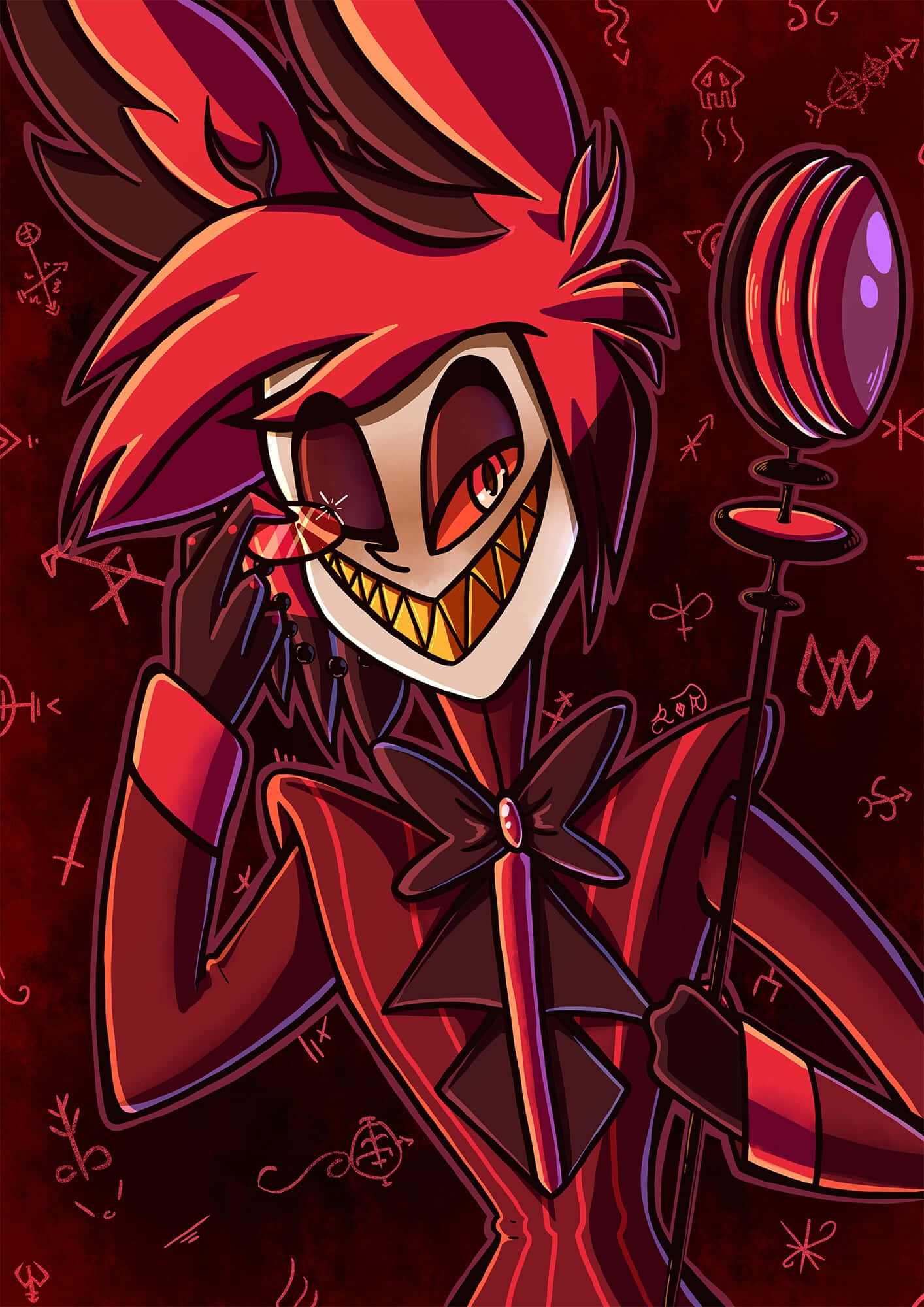 Alastor, Hazbin Hotel, red hair, Full HD Phone Wallpaper