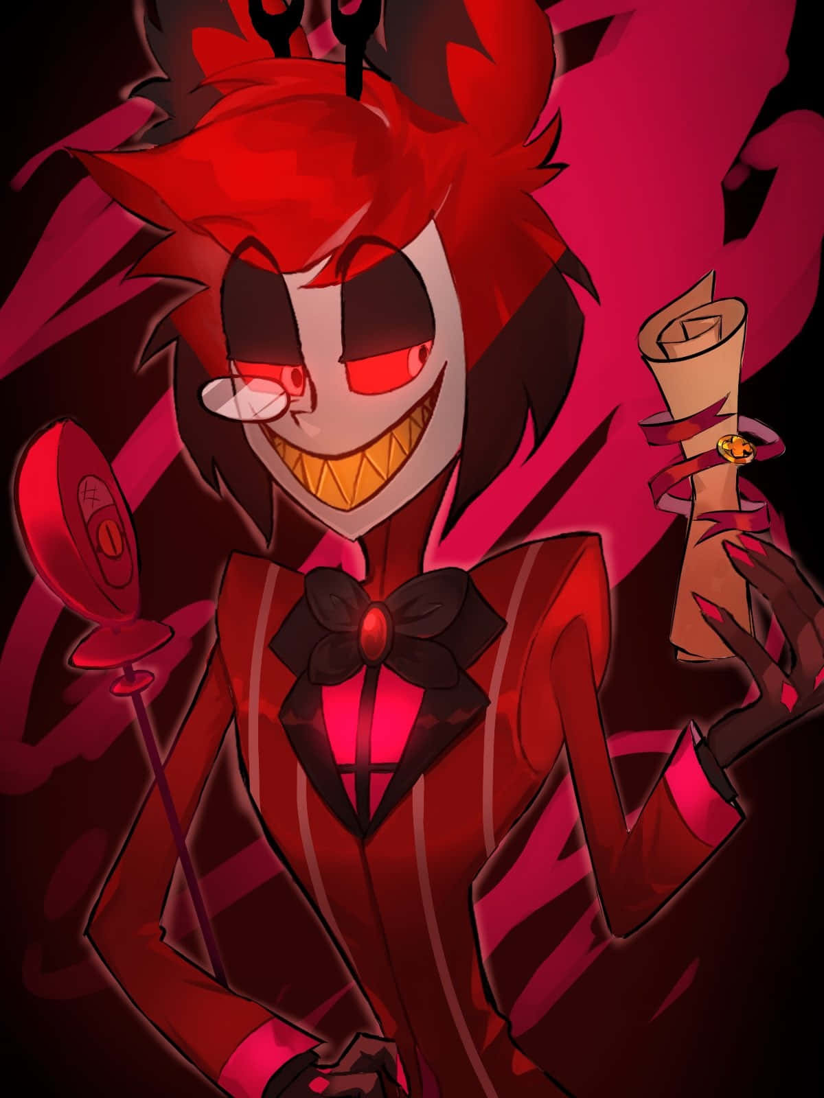 Alastor, Hazbin Hotel, red hair, HD Phone Wallpaper