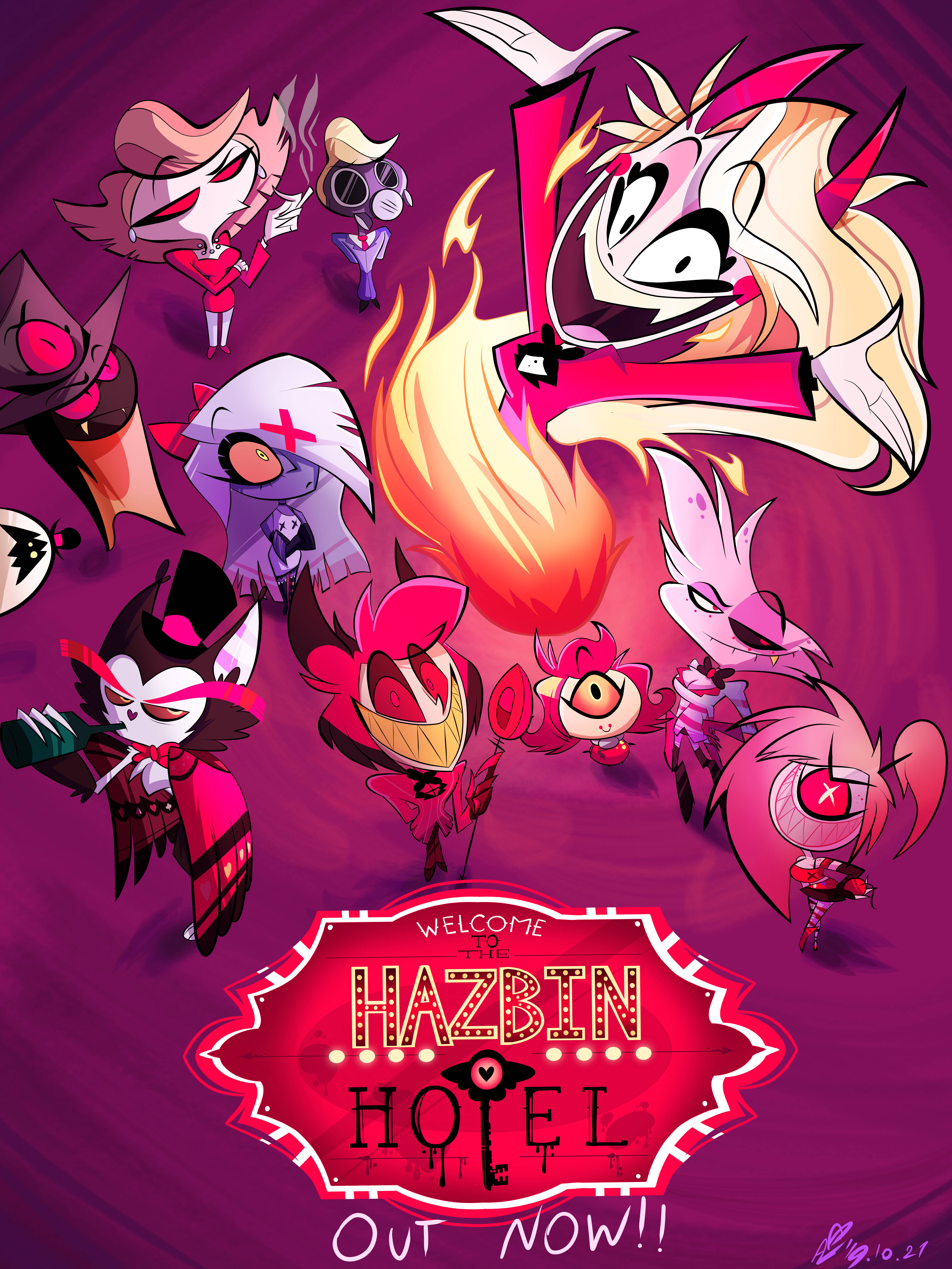 Hazbin Hotel, Alastor, purple, 5K Phone Wallpaper