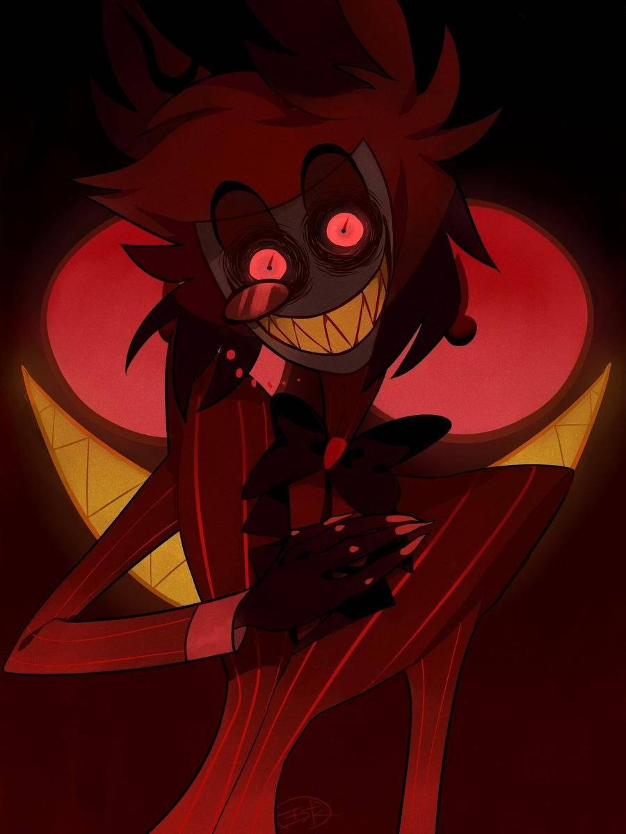 Alastor, Hazbin Hotel, glowing red eyes, SD Phone Wallpaper