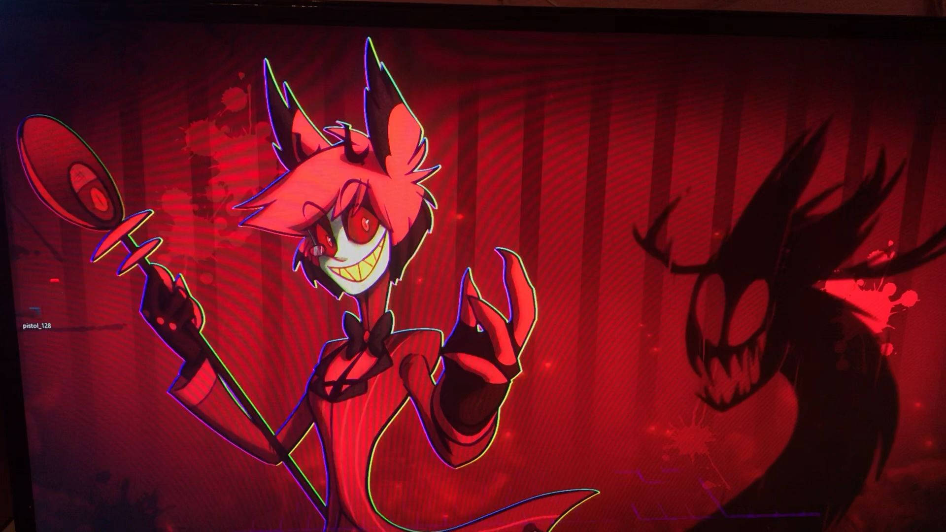 Alastor, Hazbin Hotel, pink hair, Full HD Desktop Wallpaper