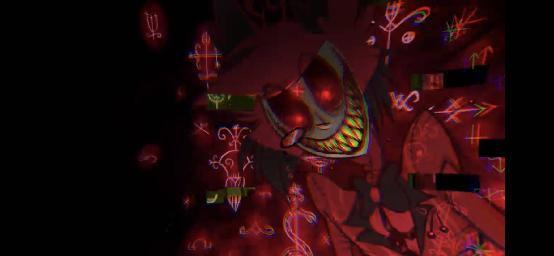 Alastor, Hazbin Hotel, glowing red mask, HD Desktop Wallpaper