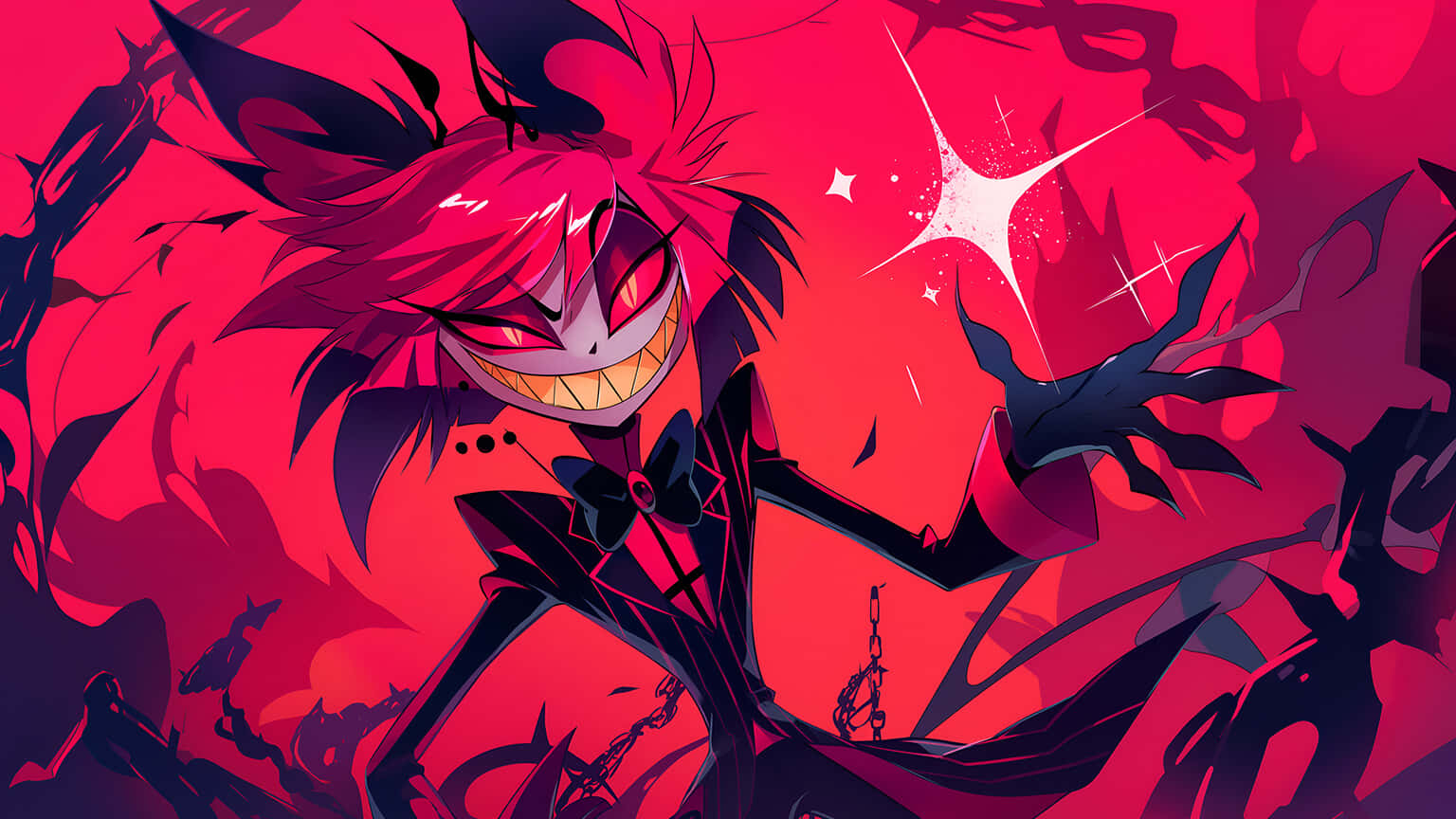 Alastor, Hazbin Hotel, spiky red hair, HD Desktop Wallpaper