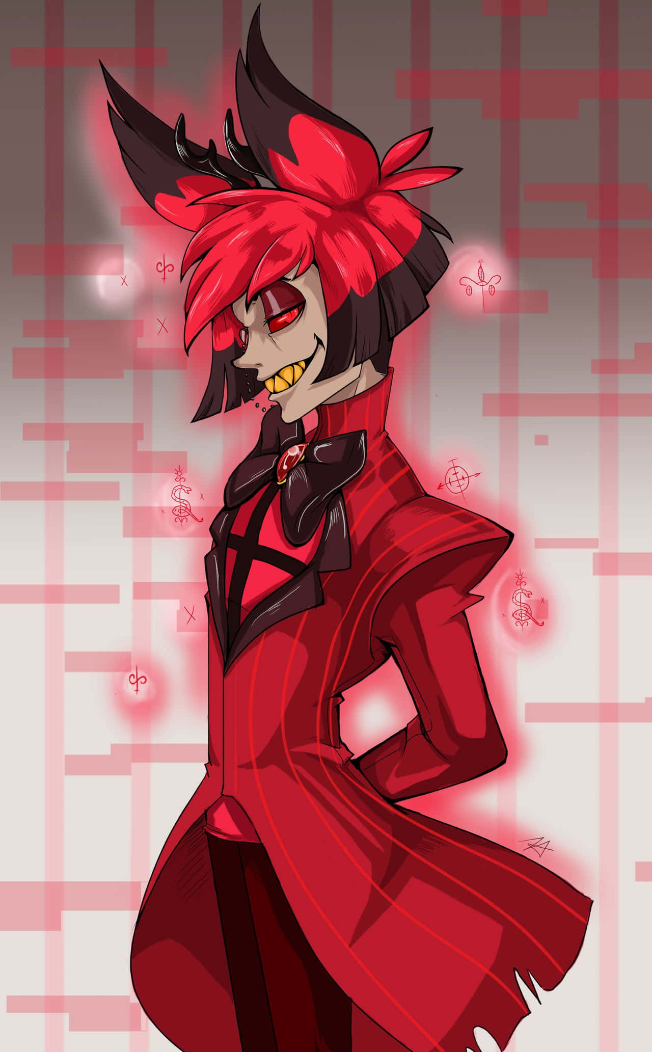 Alastor, Hazbin Hotel, red hair, Full HD Phone Wallpaper