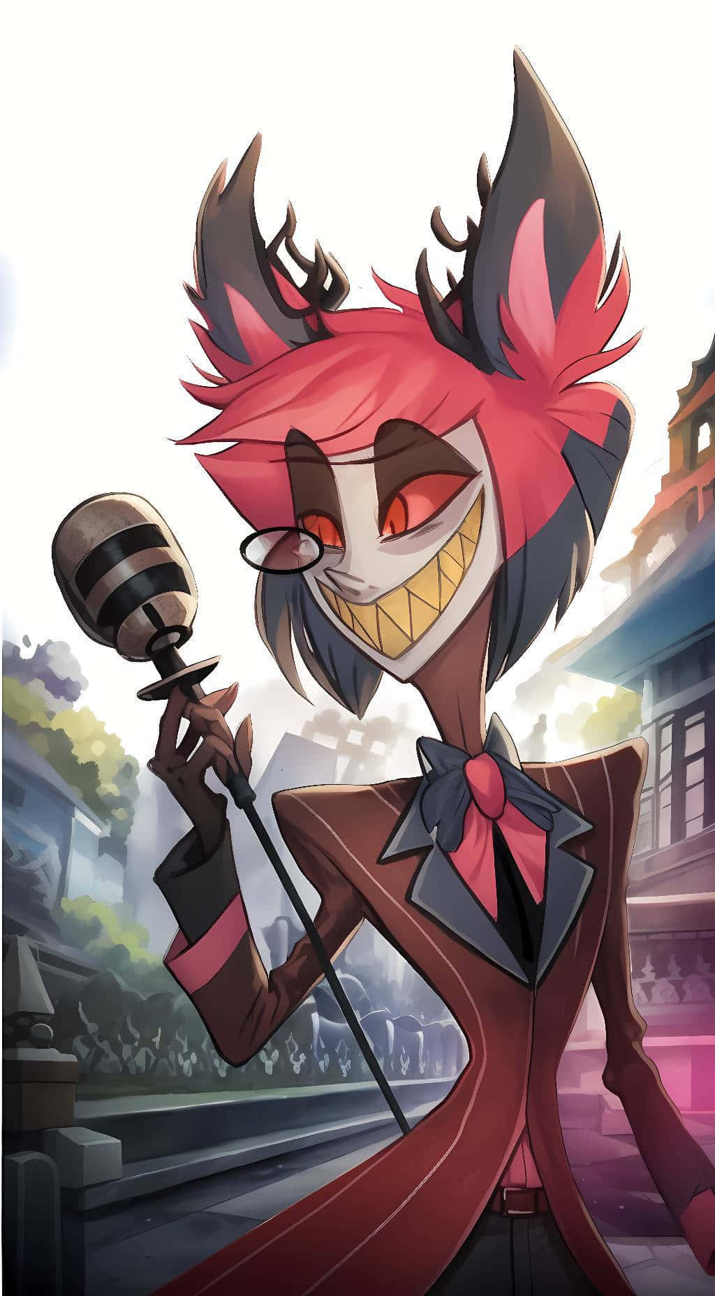 Alastor, red hair, horns, HD Phone Wallpaper