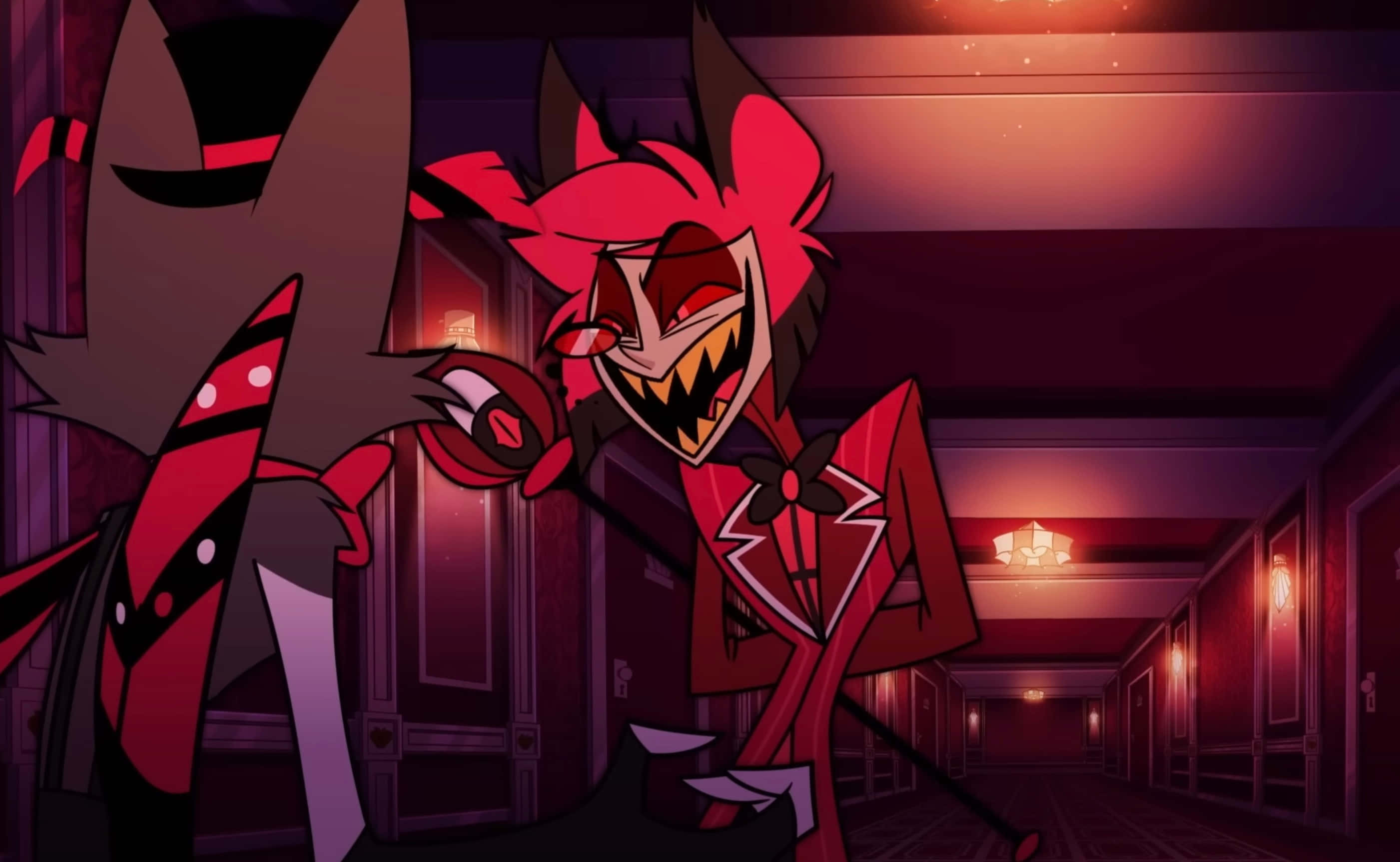 Alastor, smiling demon, animated character, 2K Desktop Wallpaper