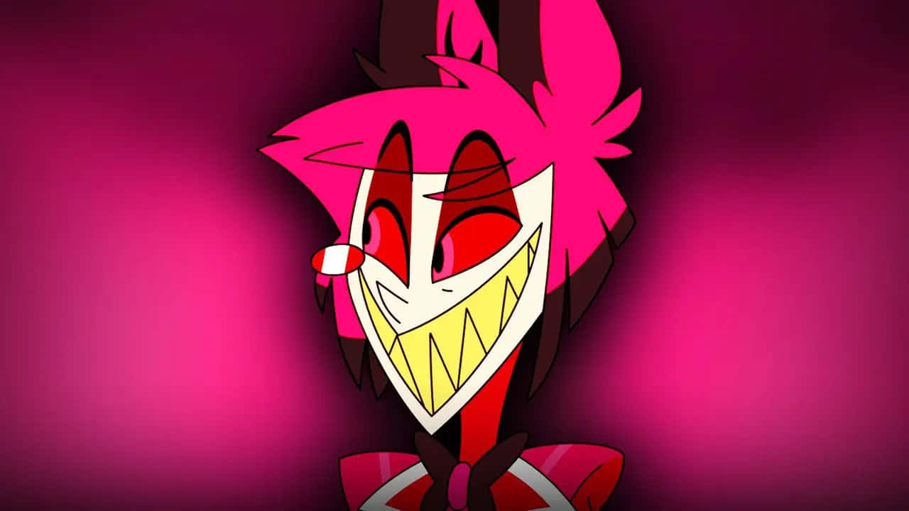 Alastor, pink hair, wide grin, HD Desktop Wallpaper
