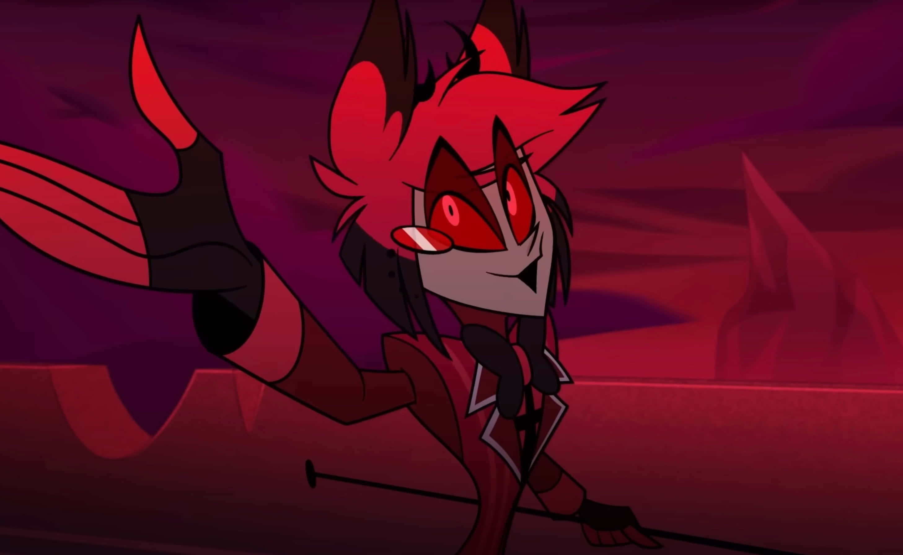 Alastor, red-haired, anime demon, 2K Desktop Wallpaper