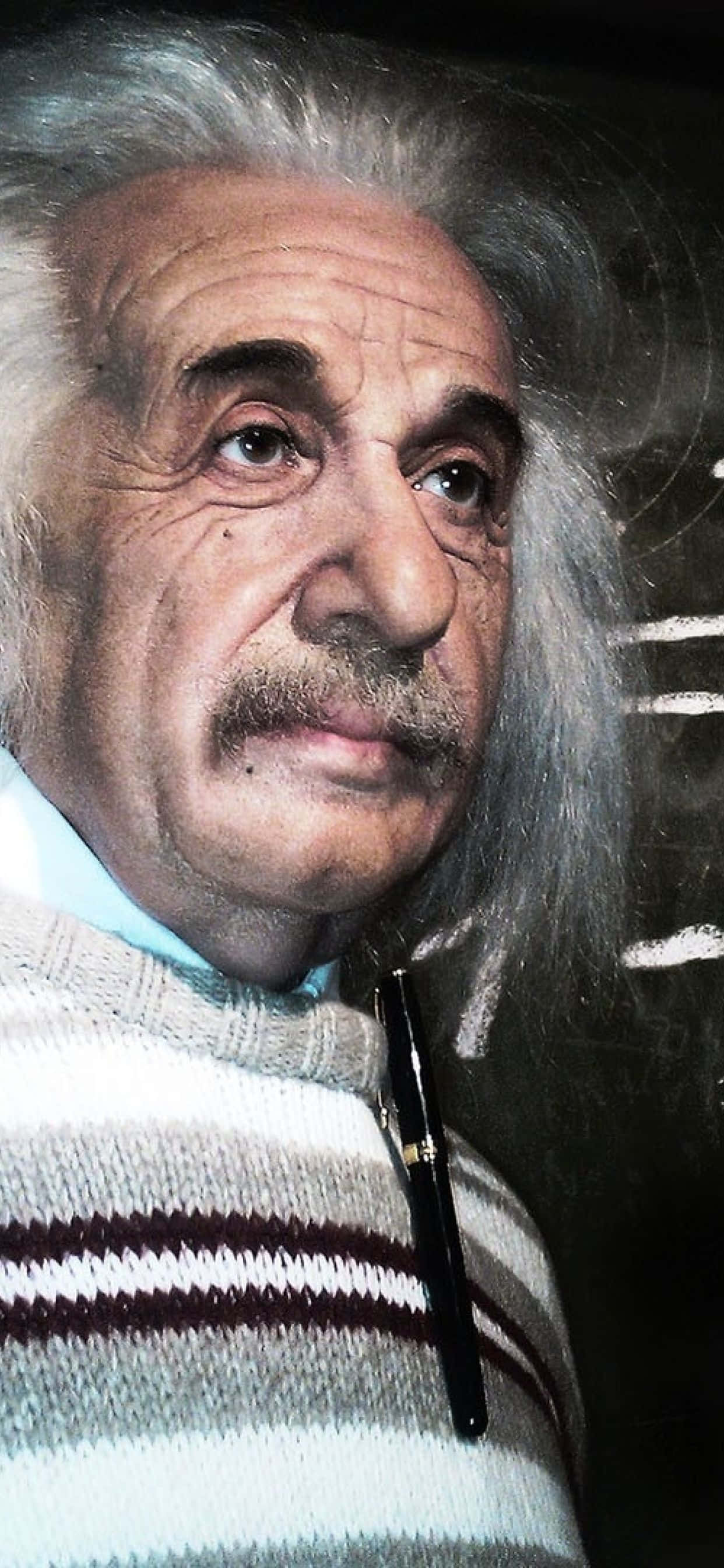 Albert Einstein, wild gray hair, mustache, 2K Phone Wallpaper