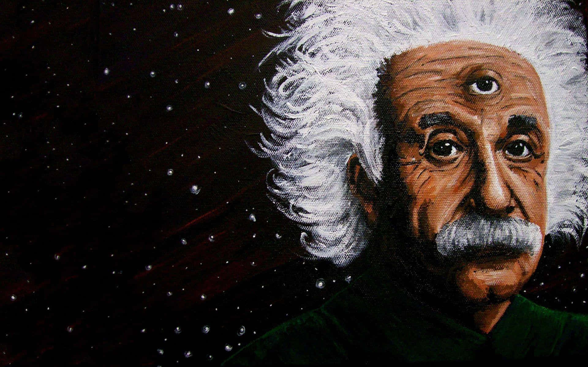 Albert Einstein, starry cosmic background, third eye, Full HD Desktop Wallpaper
