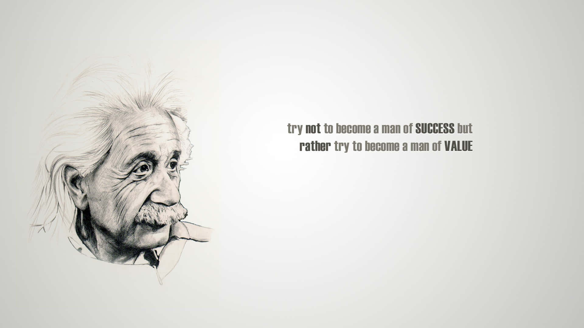 Albert Einstein, pencil sketch, motivational quote, Full HD Desktop Wallpaper