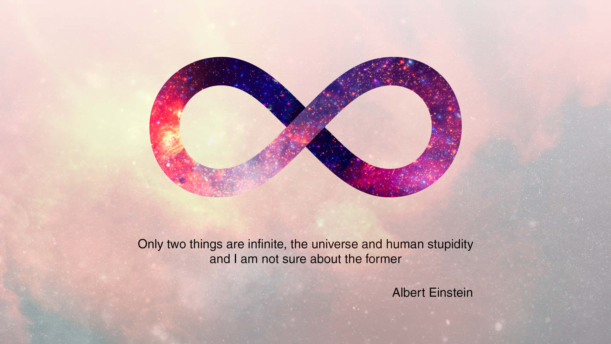 Albert Einstein, infinity symbol, cosmic nebulae, 2K Desktop Wallpaper