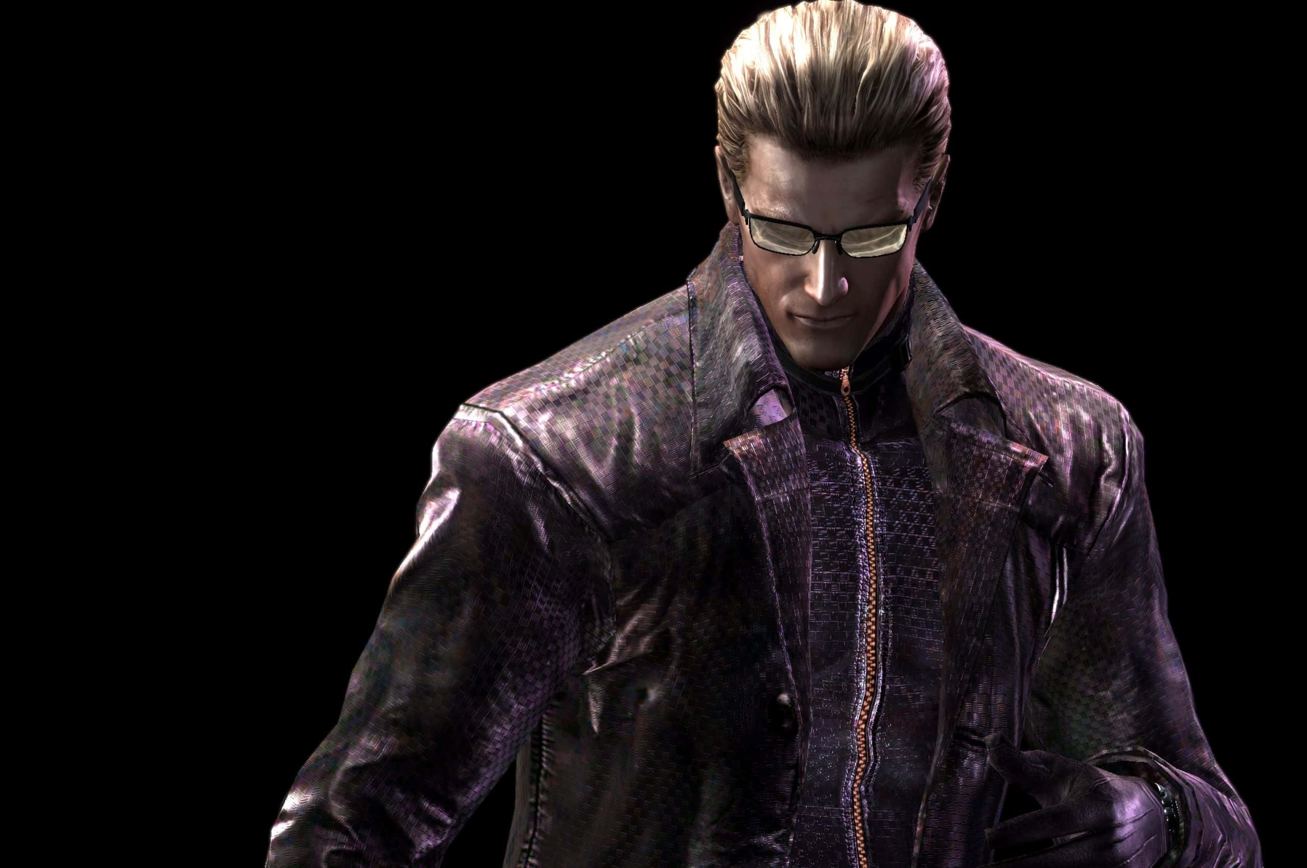 Albert Wesker, slicked-back blonde hair, glasses, 2K Desktop Wallpaper