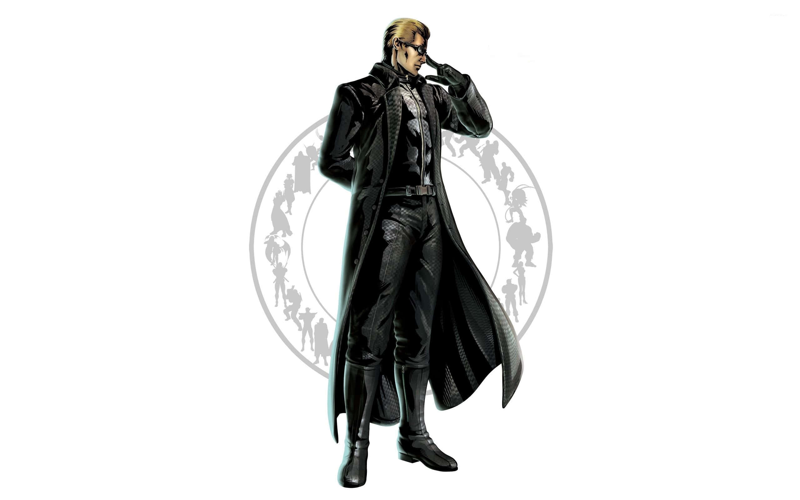 Albert Wesker, long black trench coat, glasses, 2K Desktop Wallpaper