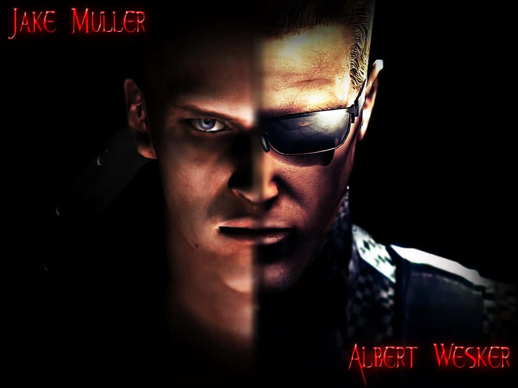 Albert Wesker, split-face portrait, one eye uncovered, SD Desktop Wallpaper