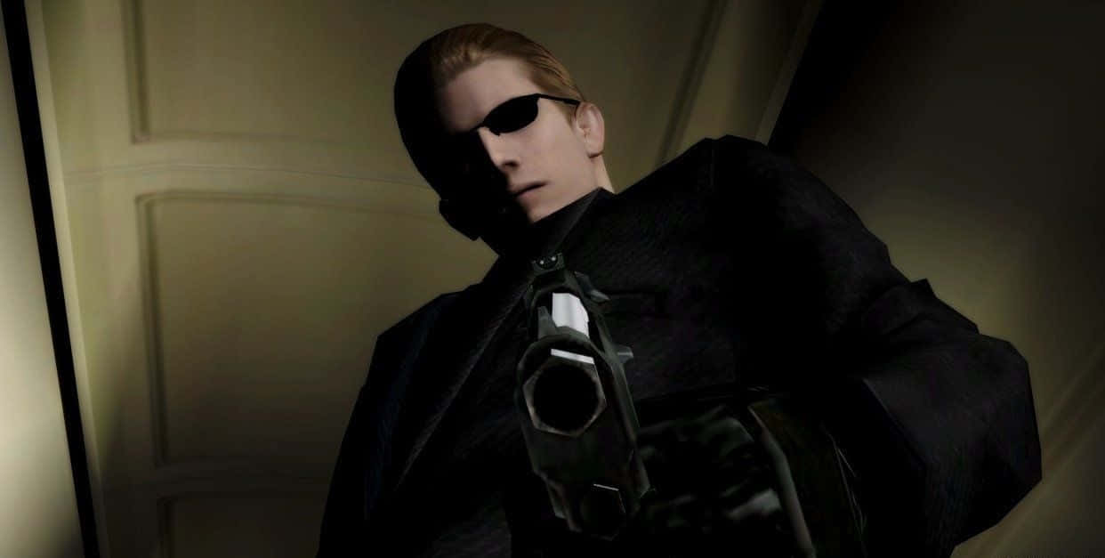 Albert Wesker, black suit, sunglasses, SD Desktop Wallpaper
