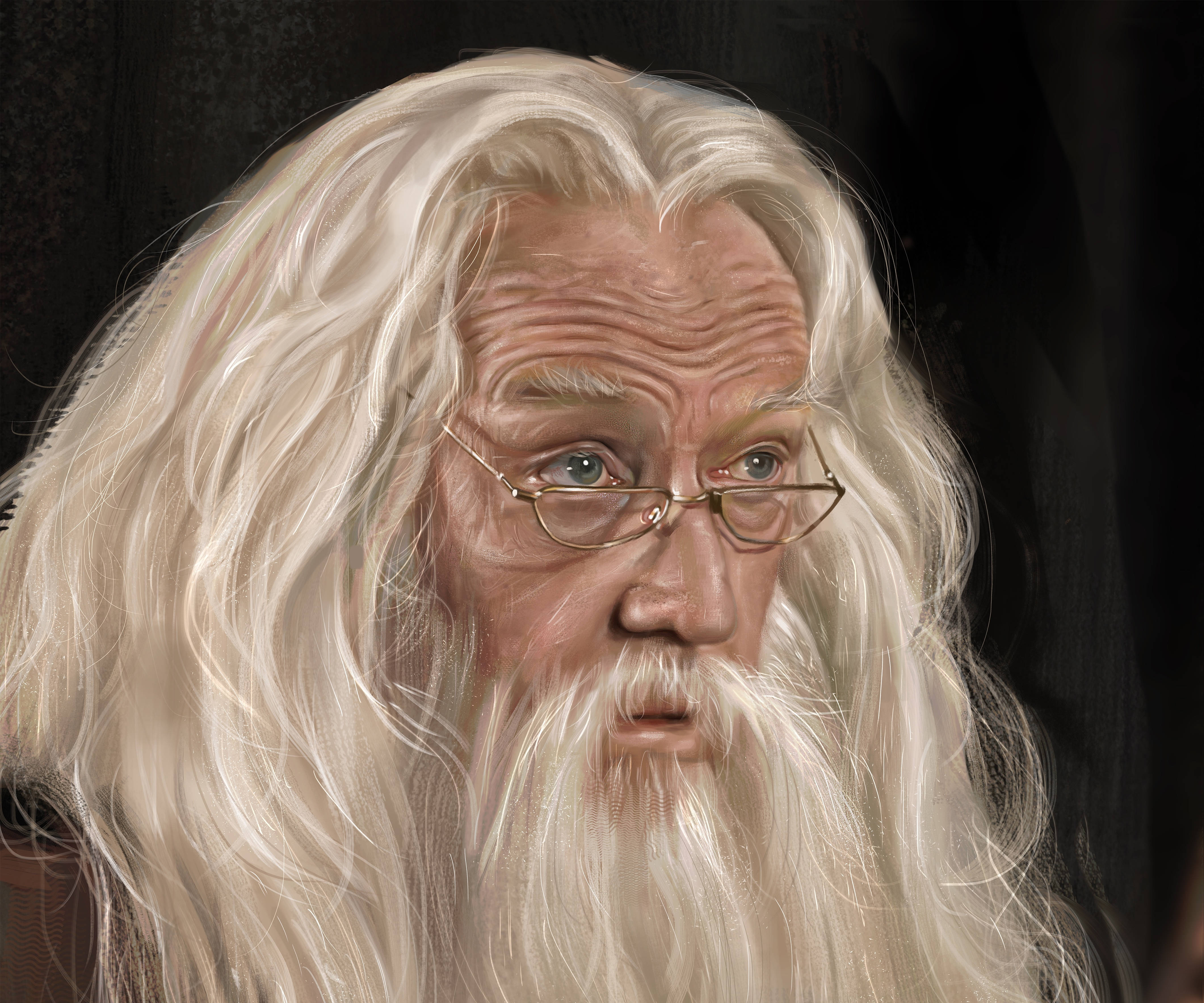Albus Dumbledore, white hair, long white hair, 4K Desktop Wallpaper