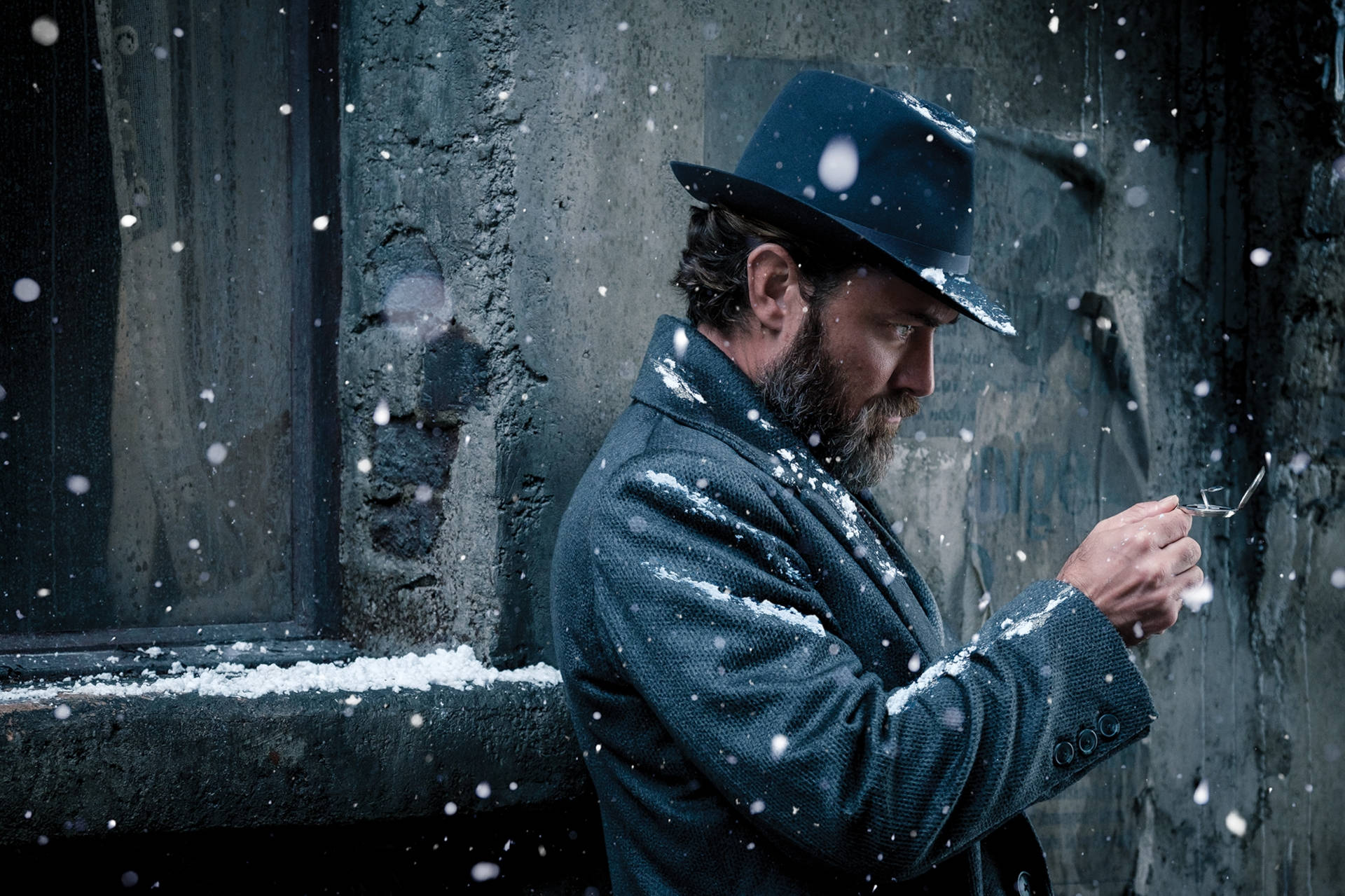 Albus Dumbledore, snow, dark coat, Full HD Desktop Wallpaper