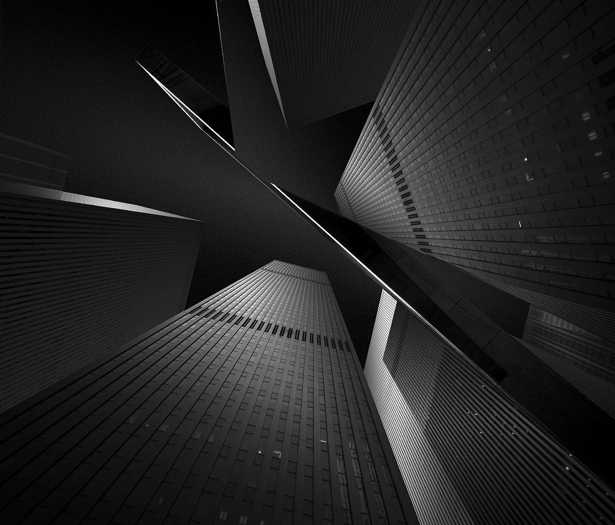 Alcatel, black, skyscrapers, SD Desktop Wallpaper