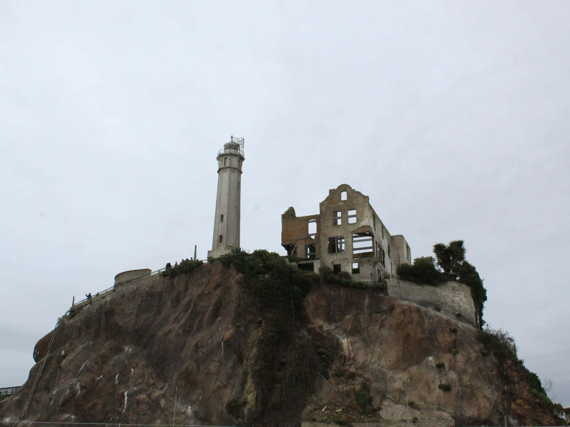 Alcatraz Island, lighthouse, ruins, Full HD Desktop Wallpaper