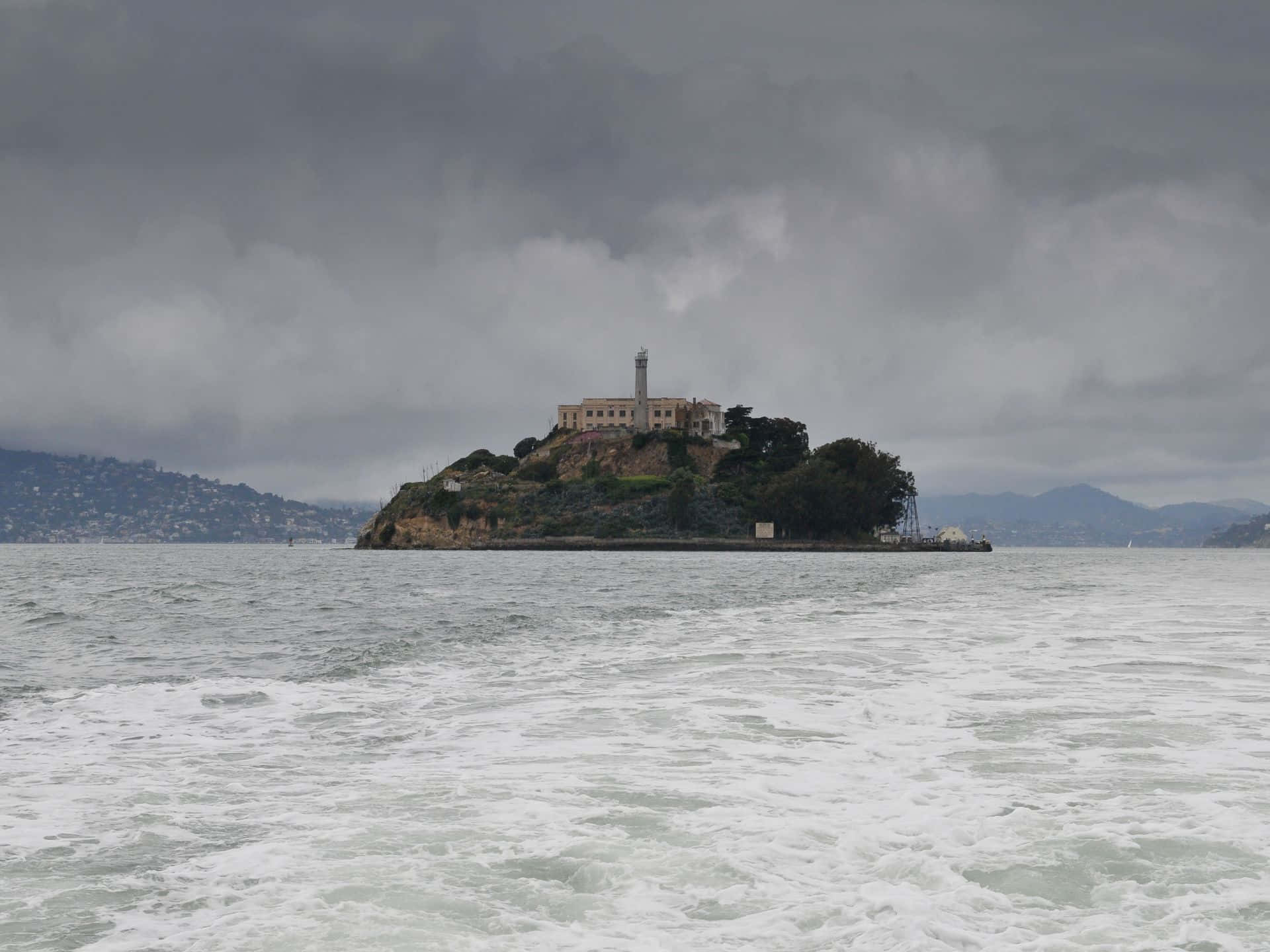 Alcatraz Island, historic prison, lighthouse, Full HD Desktop Wallpaper