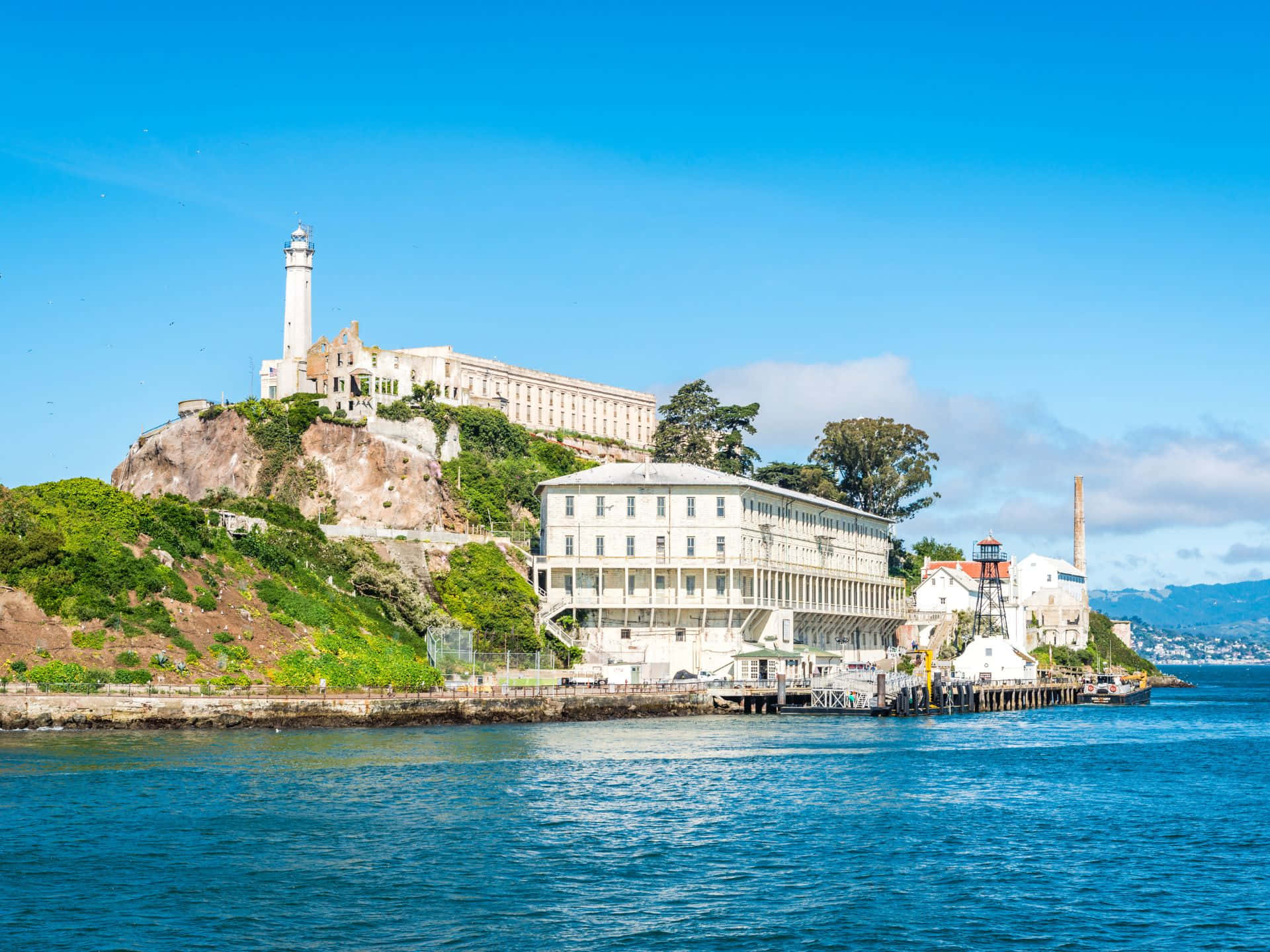 Alcatraz Island, historic prison, lighthouse, Full HD Desktop Wallpaper