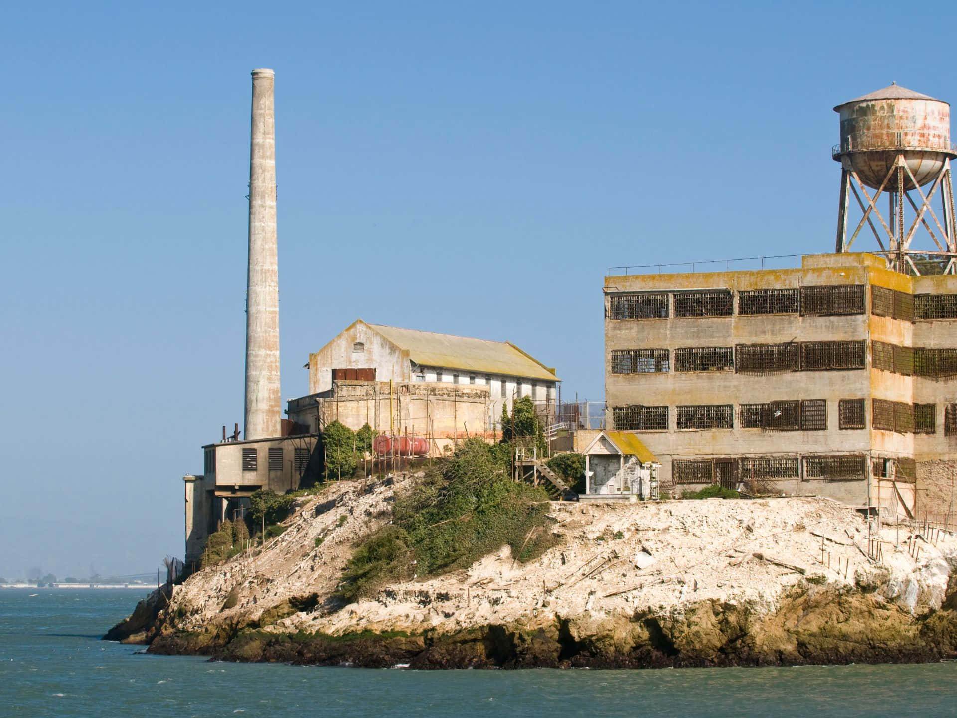 Alcatraz Island, industrial buildings, weathered buildings, Full HD Desktop Wallpaper