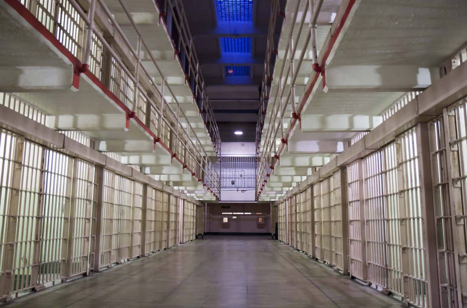 Alcatraz, abandoned cells, prison corridor, HD Desktop Wallpaper