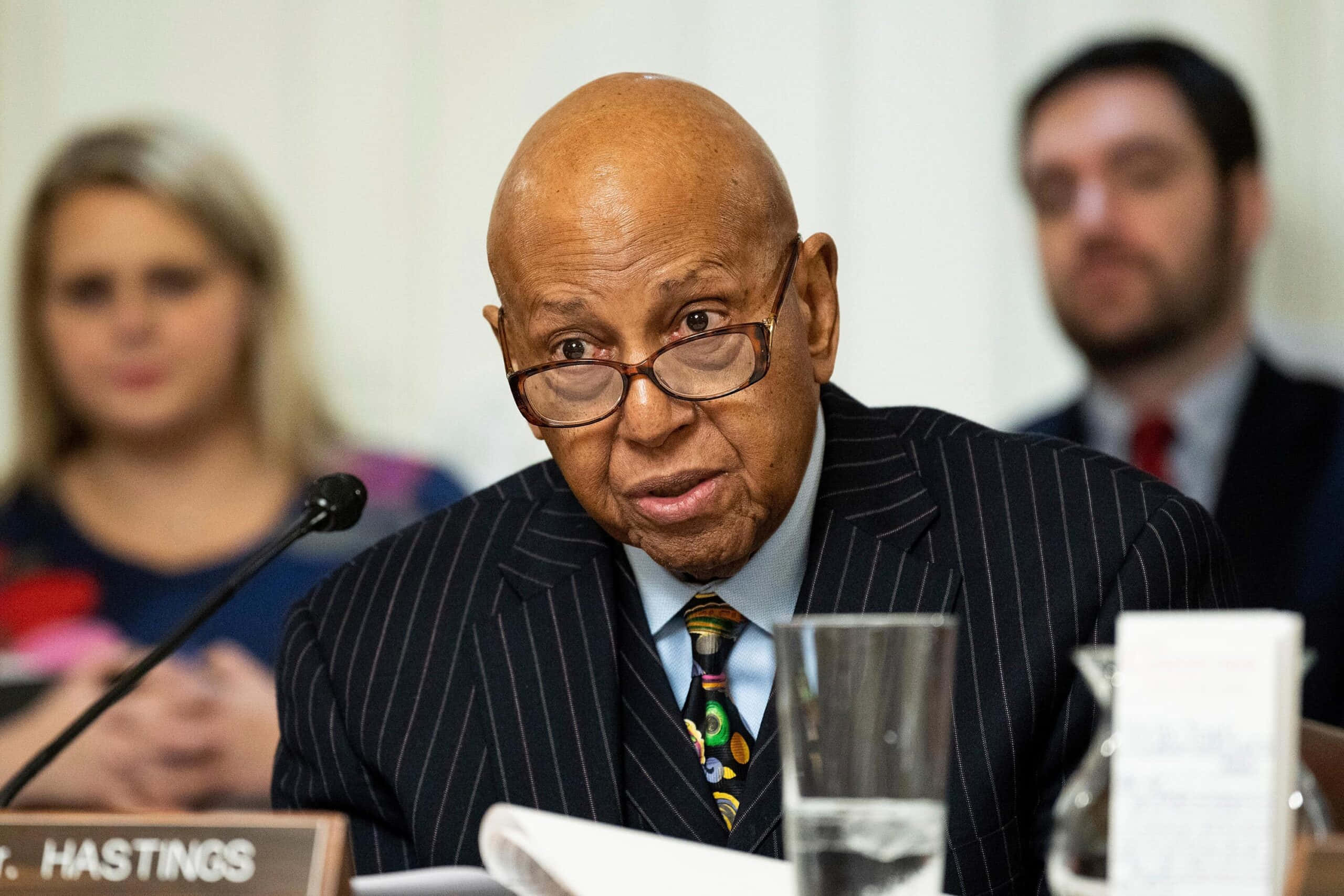 Alcee Hastings, pinstripe suit, colorful tie, 2K Desktop Wallpaper