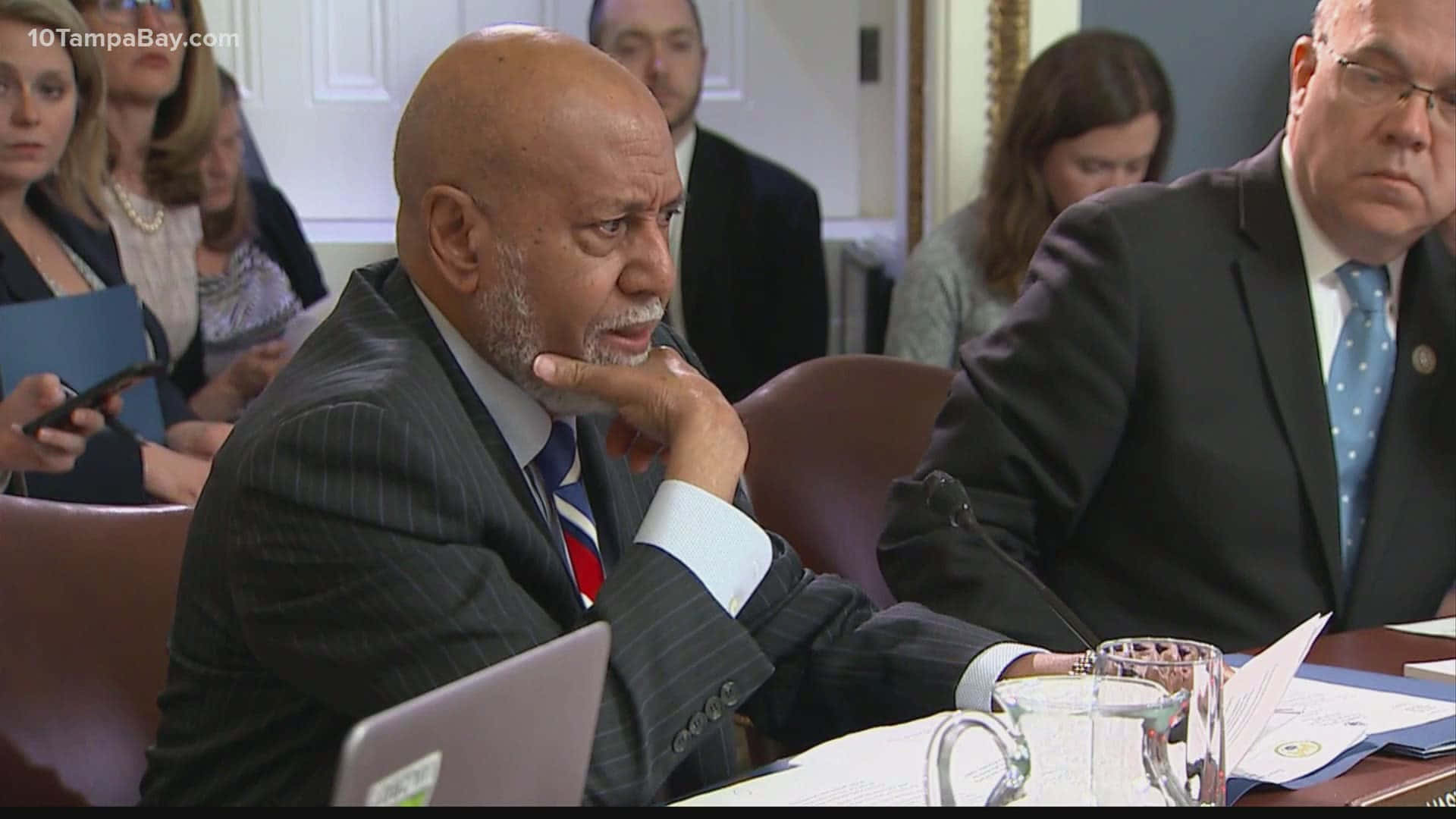Alcee Hastings, pinstripe suit, formal meeting table, Full HD Desktop Wallpaper