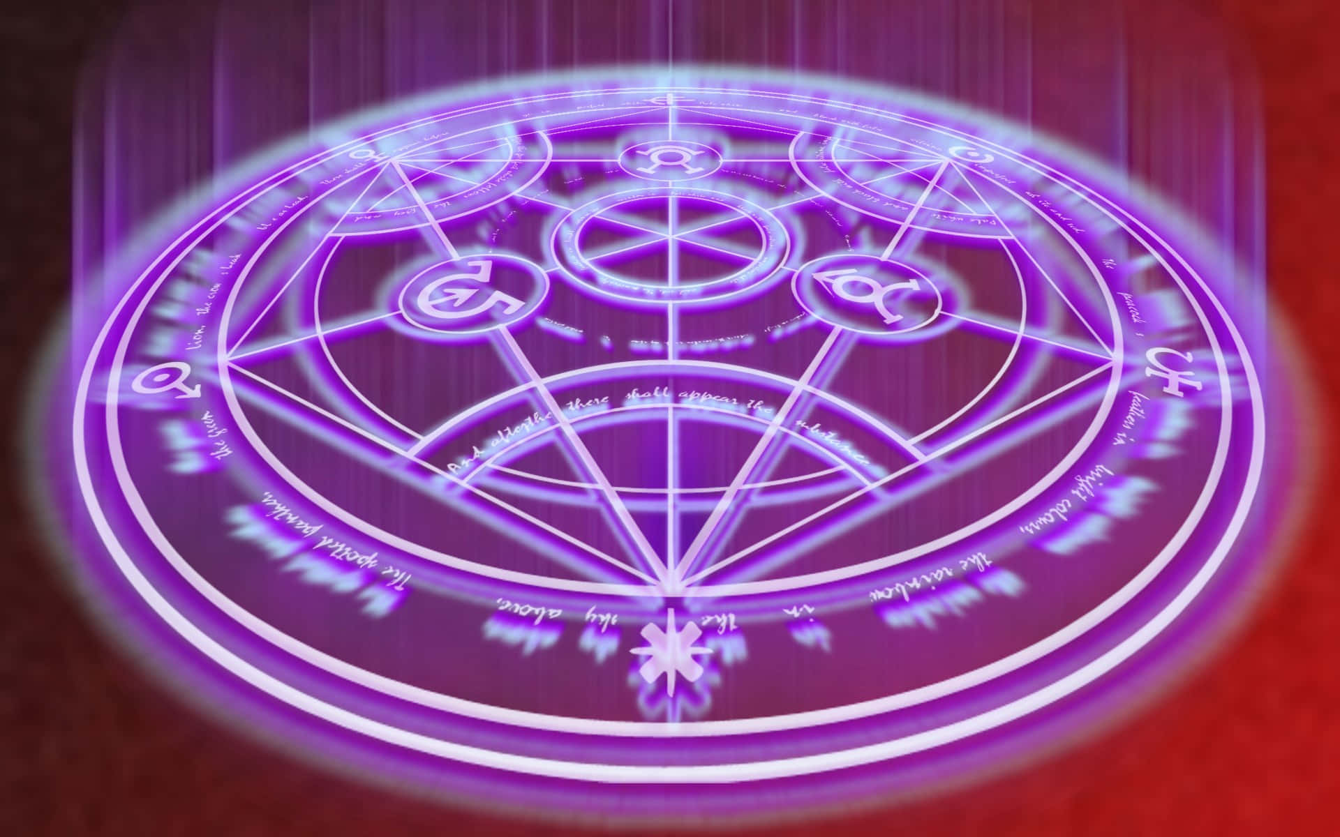 Alchemy, glowing purple mystical pentagram, arcane symbols, Full HD Desktop Wallpaper