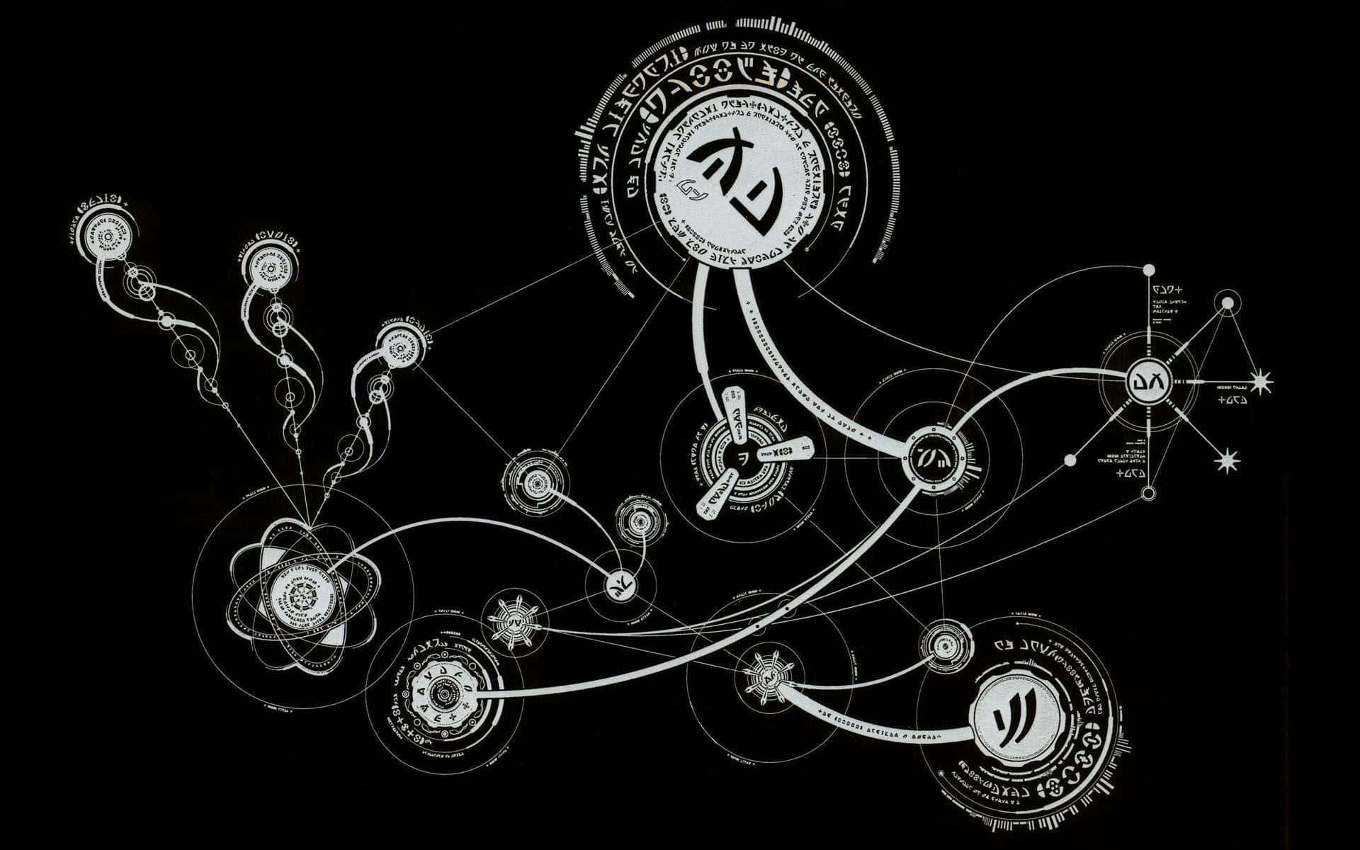 Alchemy, white line diagram, black background, Full HD Desktop Wallpaper