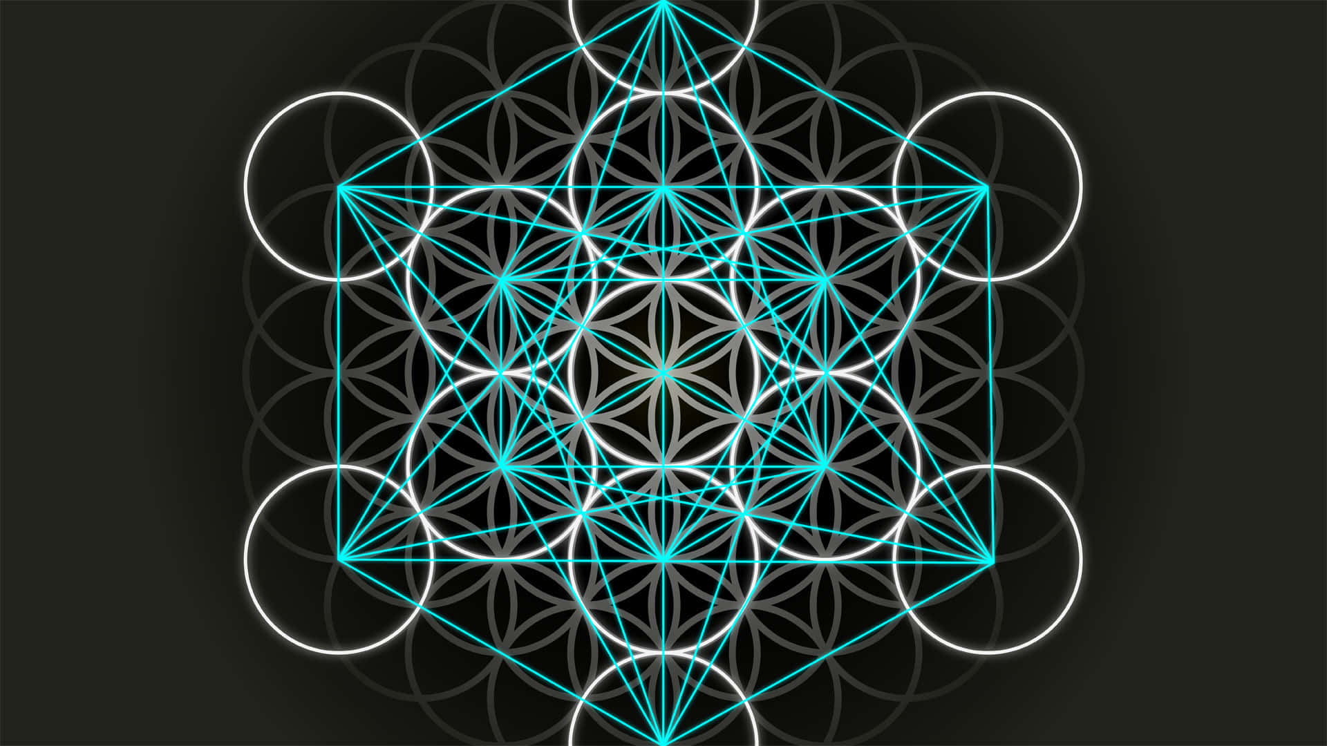 Alchemy, flower of life, glowing cyan, Full HD Desktop Wallpaper