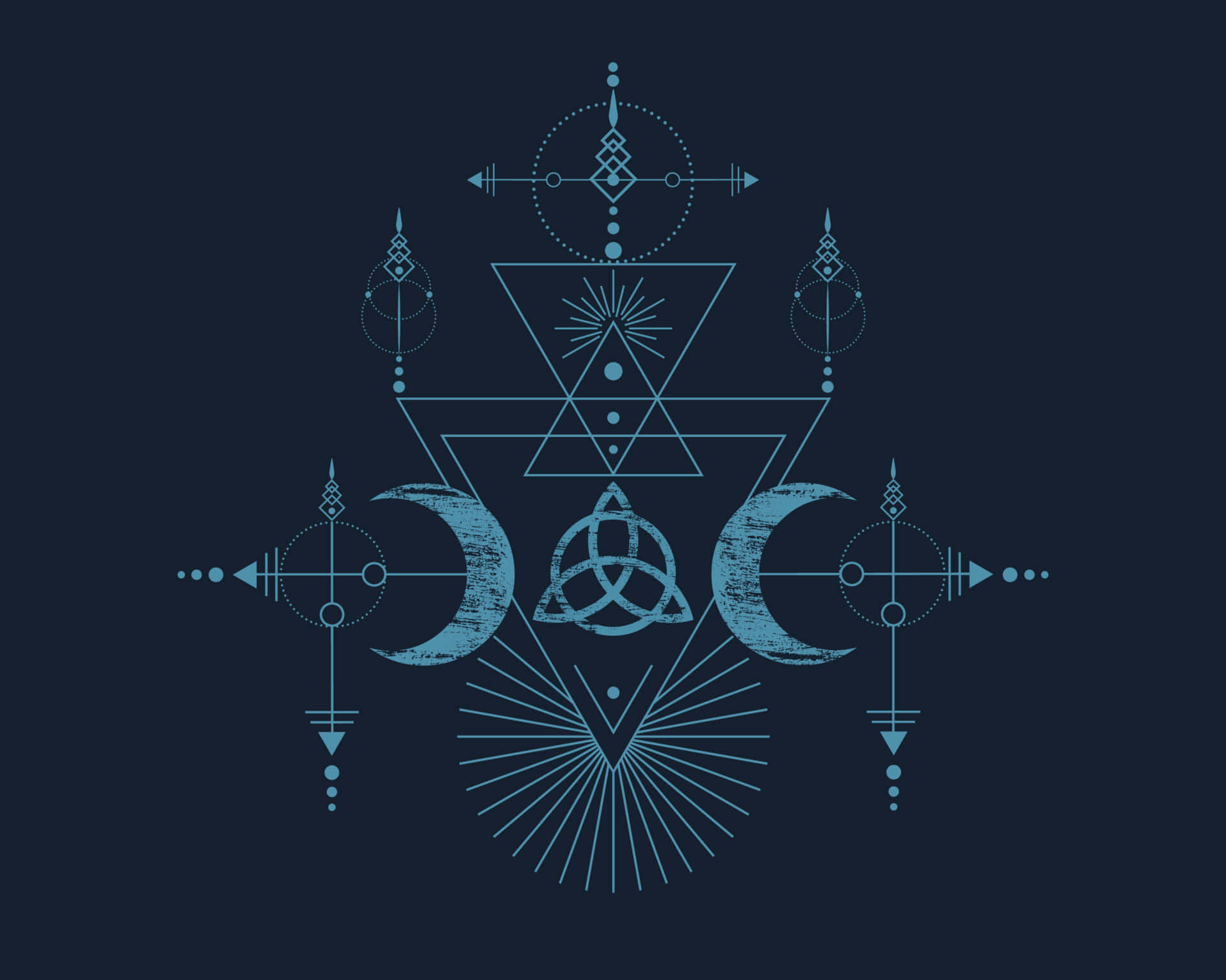 Alchemy, crescent moons, sacred symbols, Full HD Desktop Wallpaper