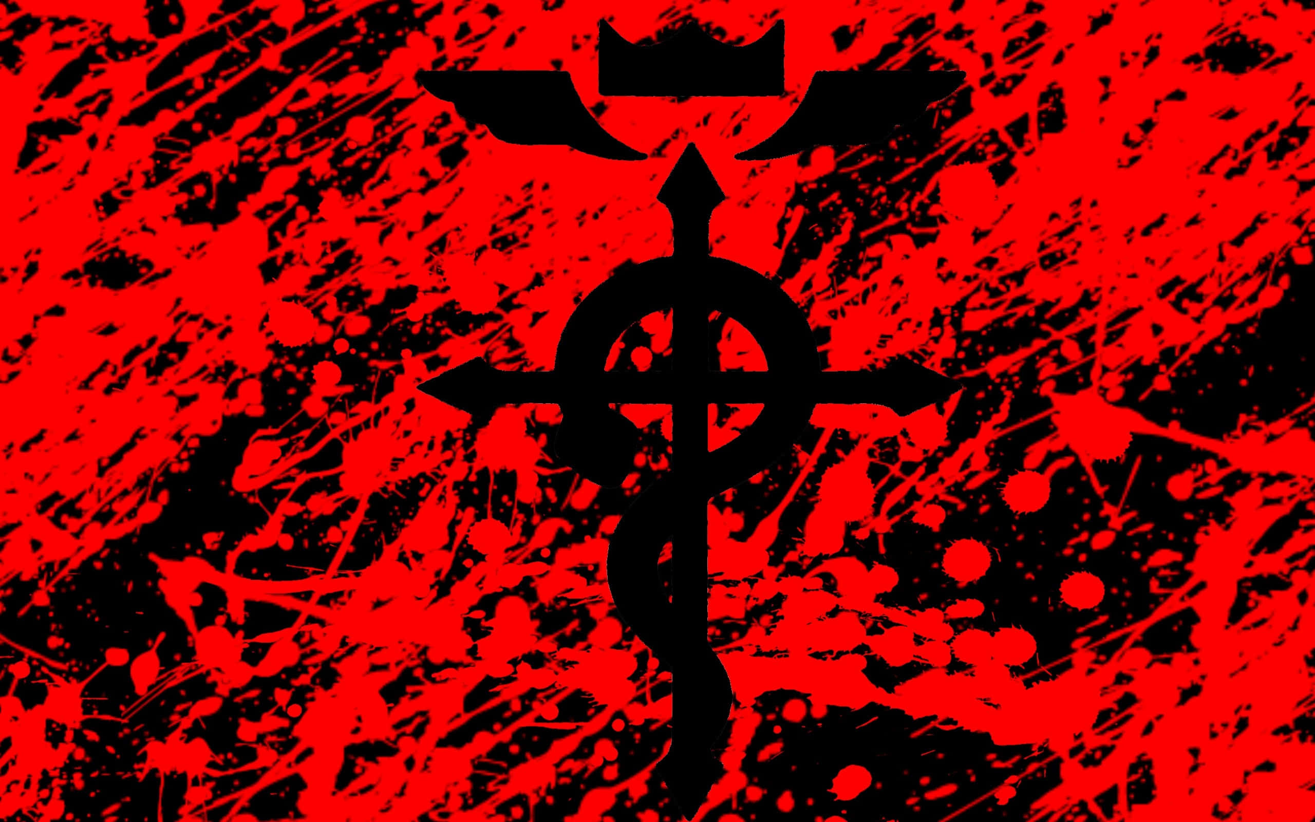 Alchemy, black symbol, wings, 2K Desktop Wallpaper