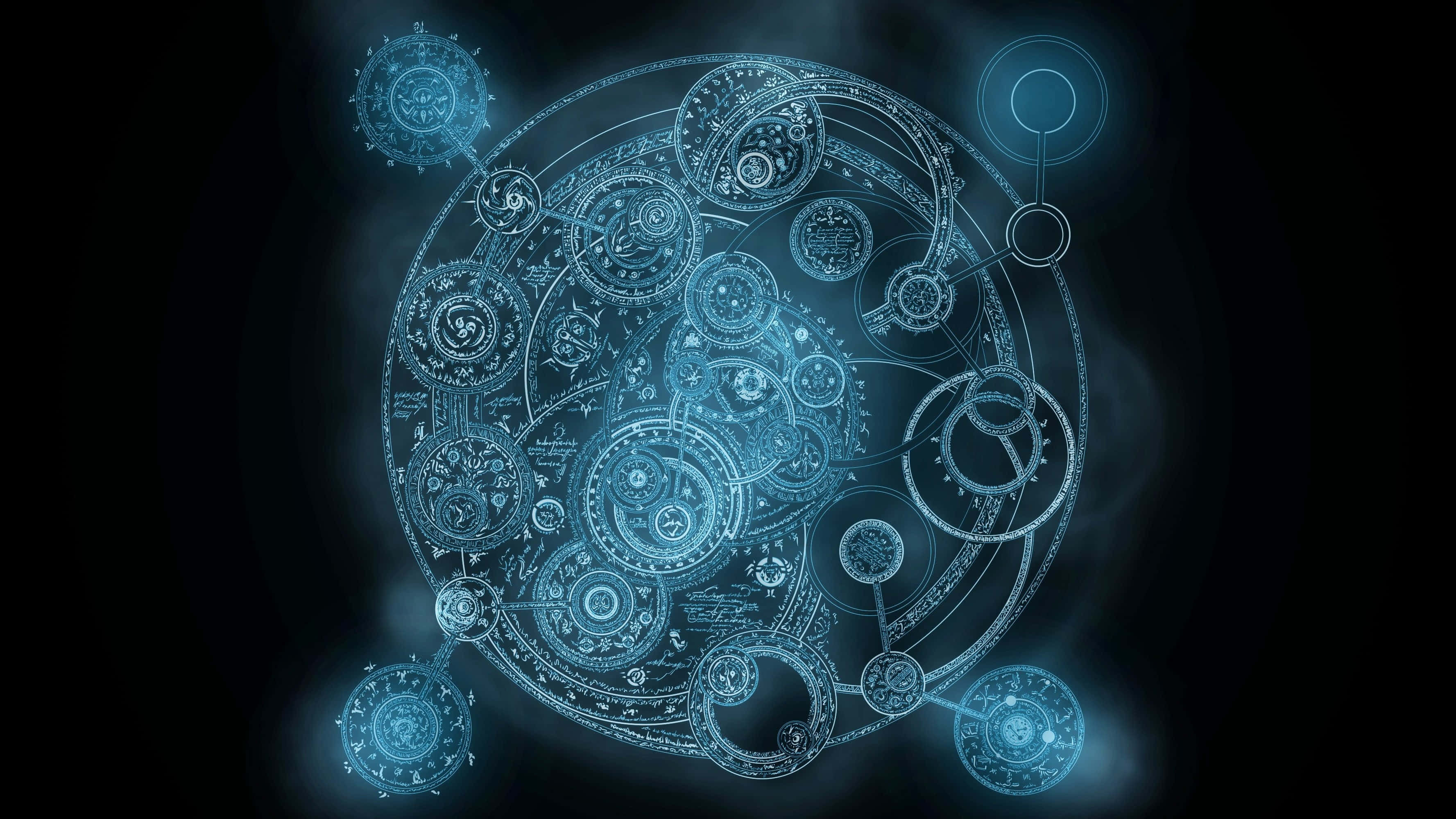 Alchemy, 3555 x 2000, glowing blue, 2K Desktop Wallpaper