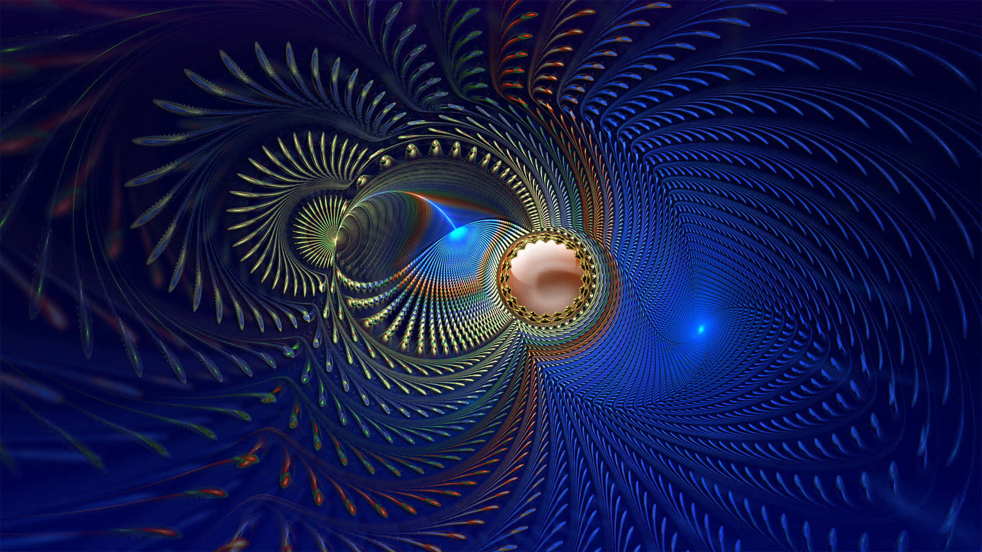 Alchemy, fractal tunnel, glowing golden, Full HD Desktop Wallpaper