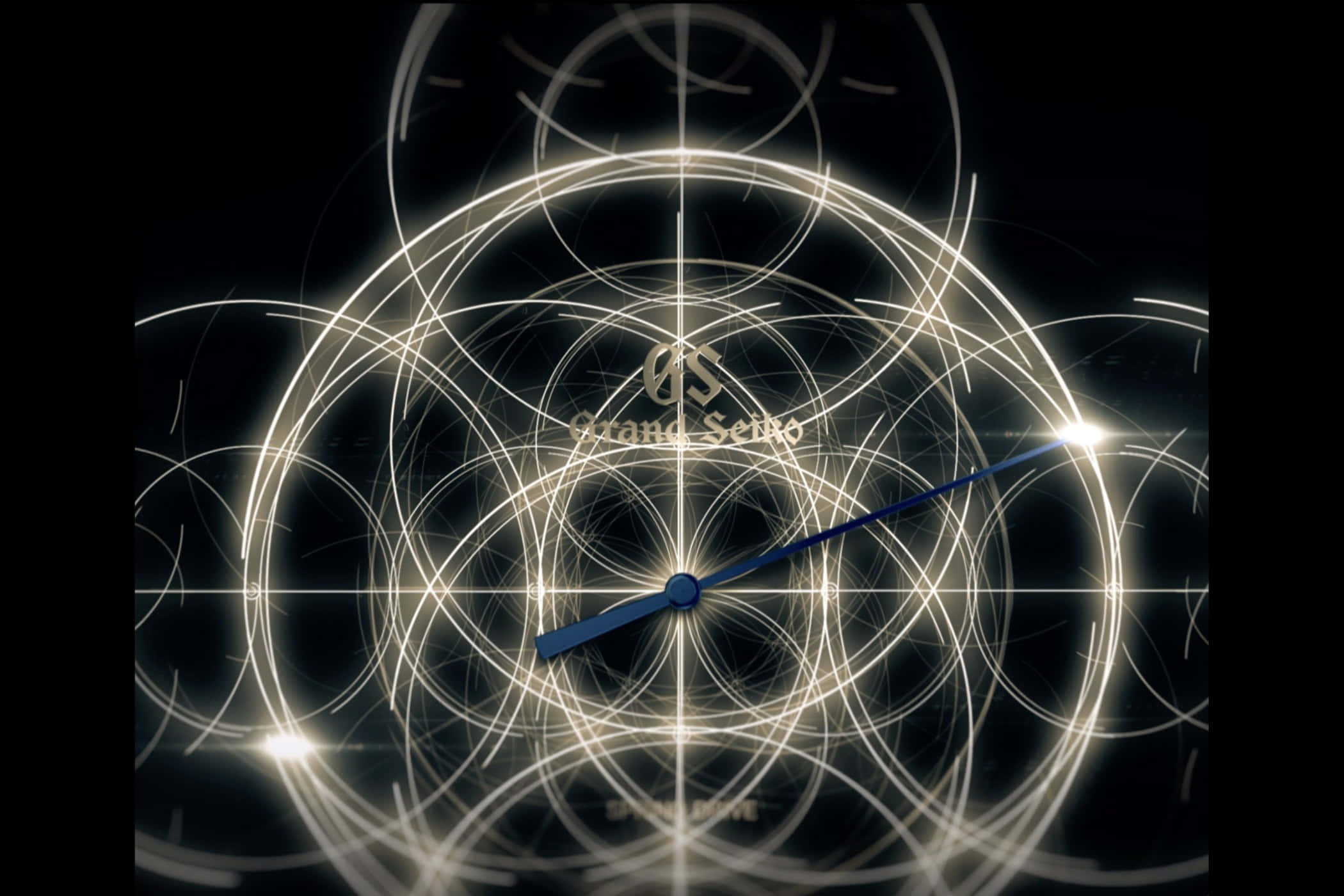 Alchemy, glowing abstract clock, intersecting light circles, Full HD Desktop Wallpaper
