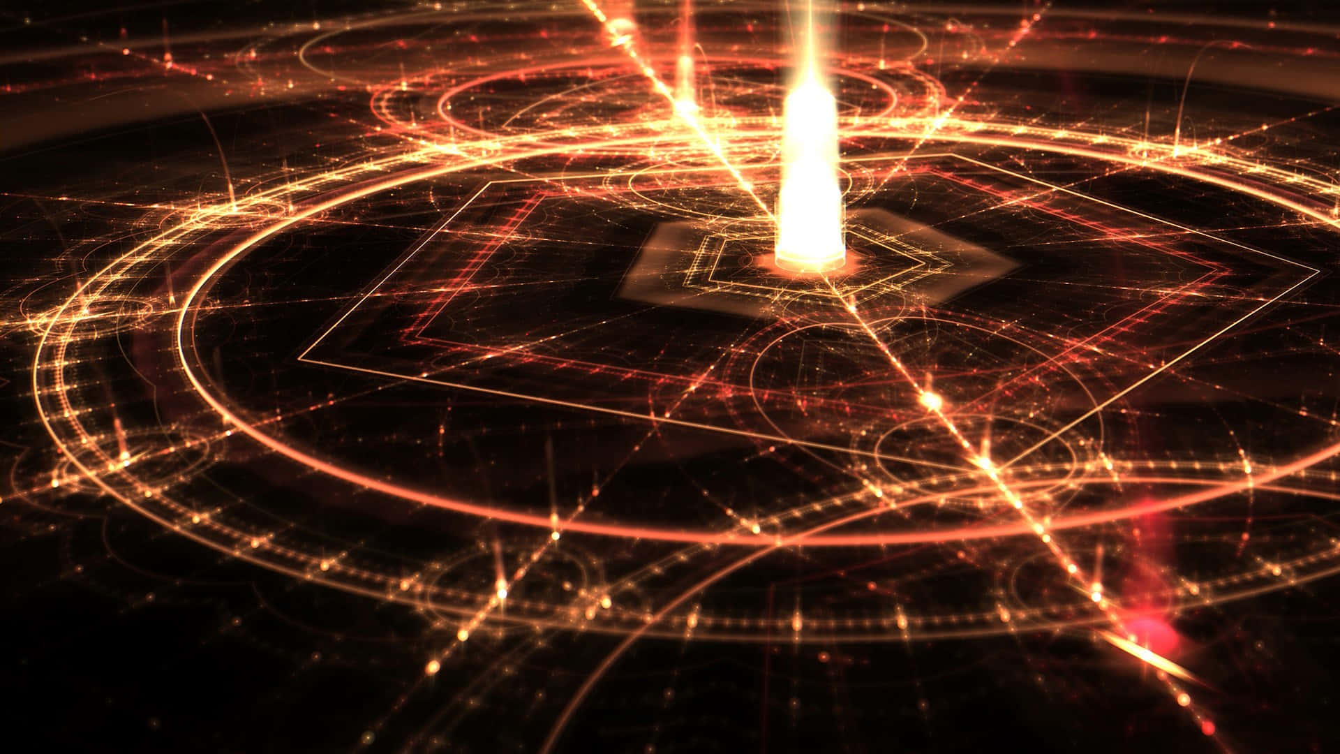 Alchemy, golden energy beam, glowing red and gold lines, Full HD Desktop Wallpaper