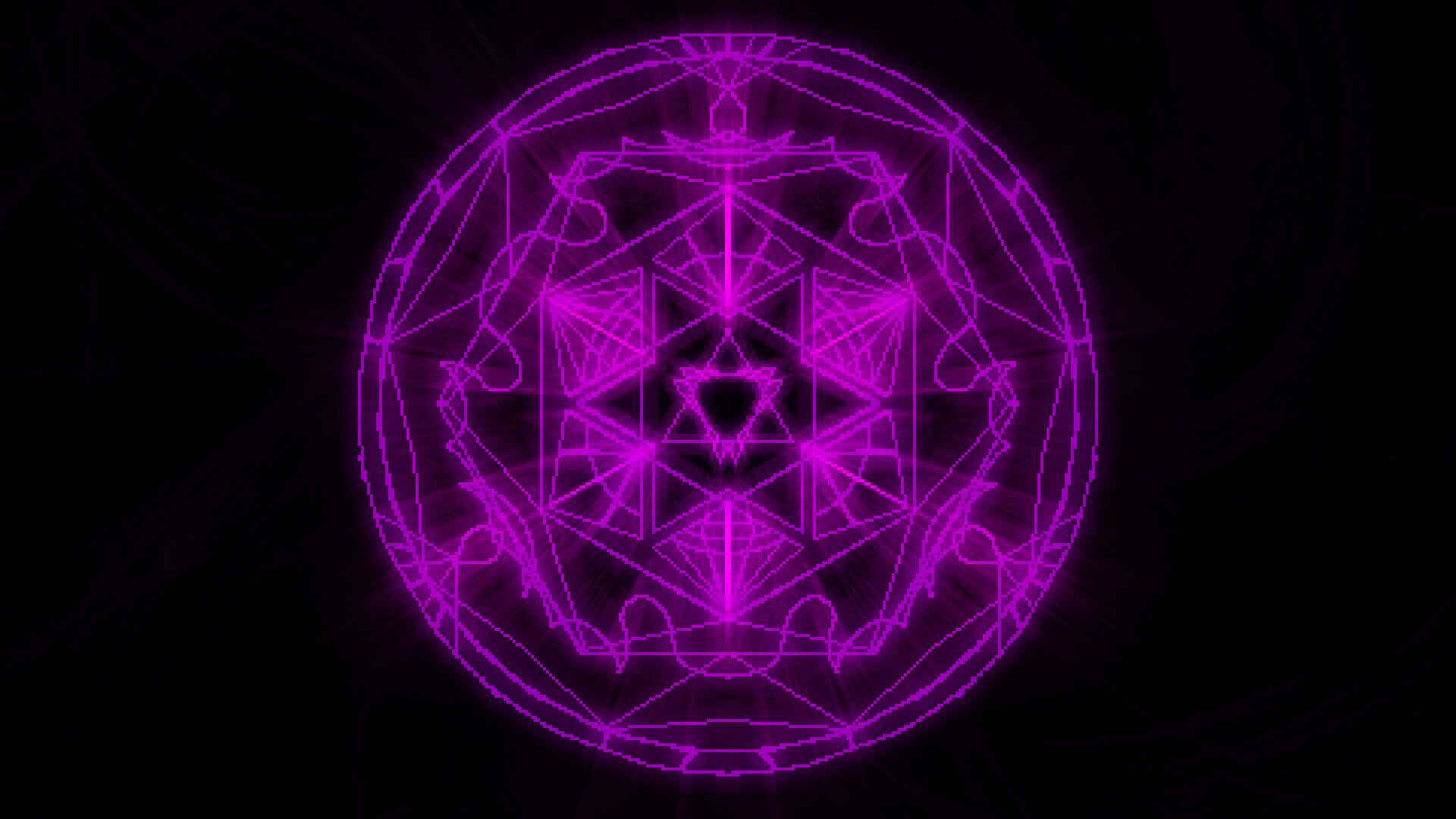 Alchemy, glowing purple geometric mandala, black background, Full HD Desktop Wallpaper