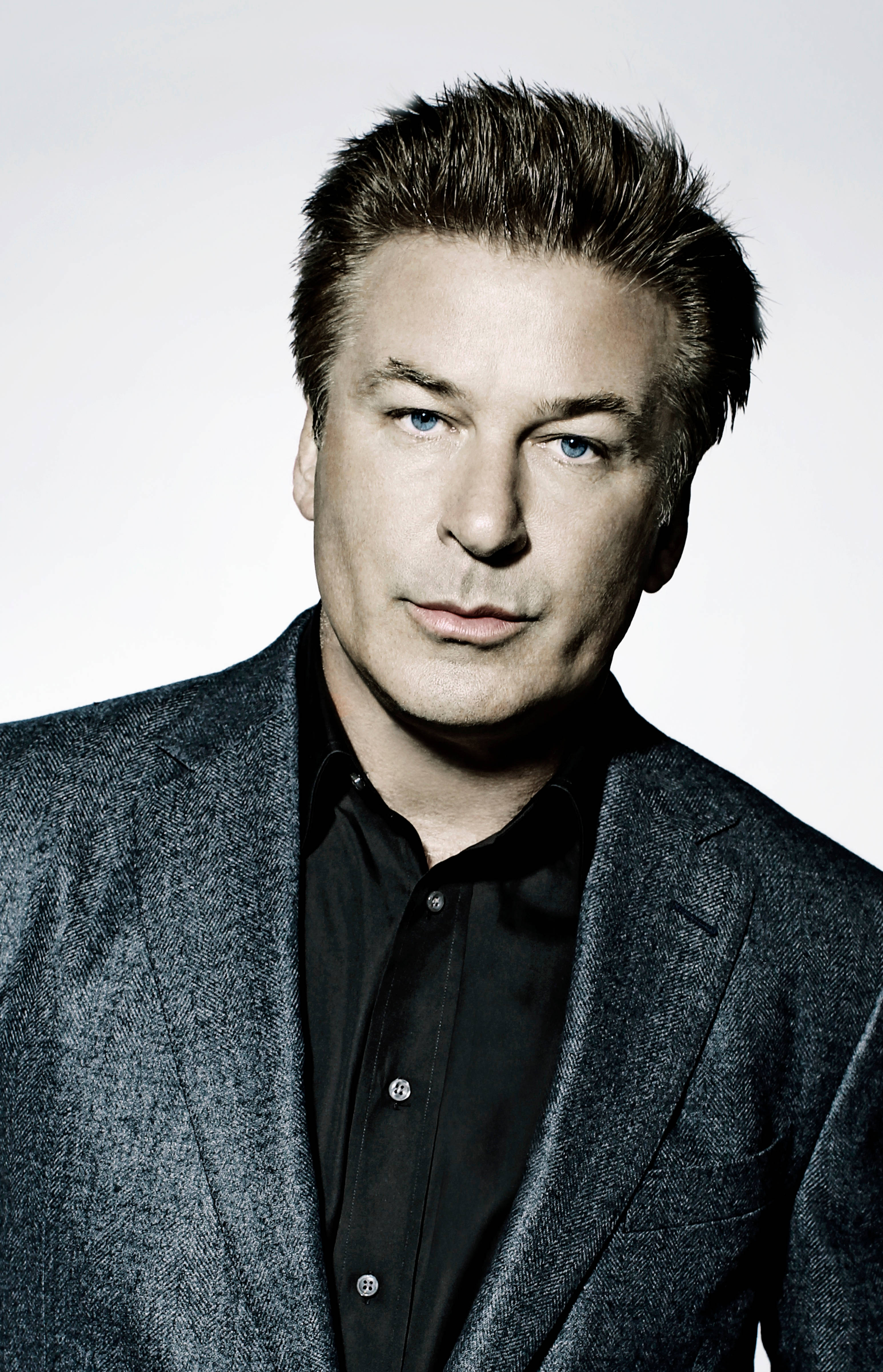 Alec Baldwin, blue eyes, textured gray blazer, 4K Phone Wallpaper