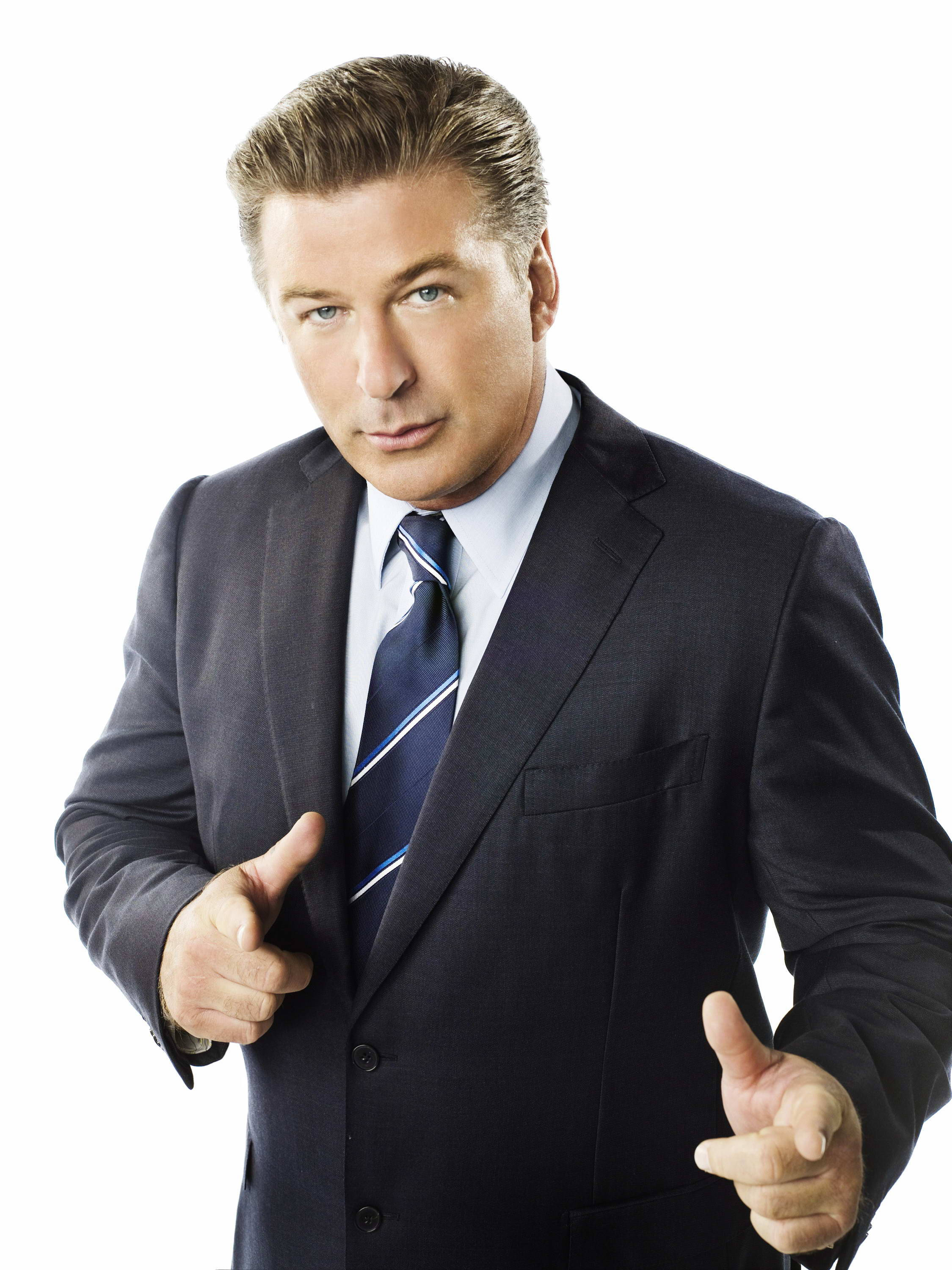 Alec Baldwin, dark suit, striped tie, 2K Phone Wallpaper