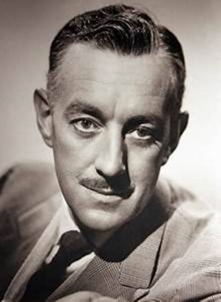 Alec Guinness, black and white portrait, mustache, SD Phone Wallpaper