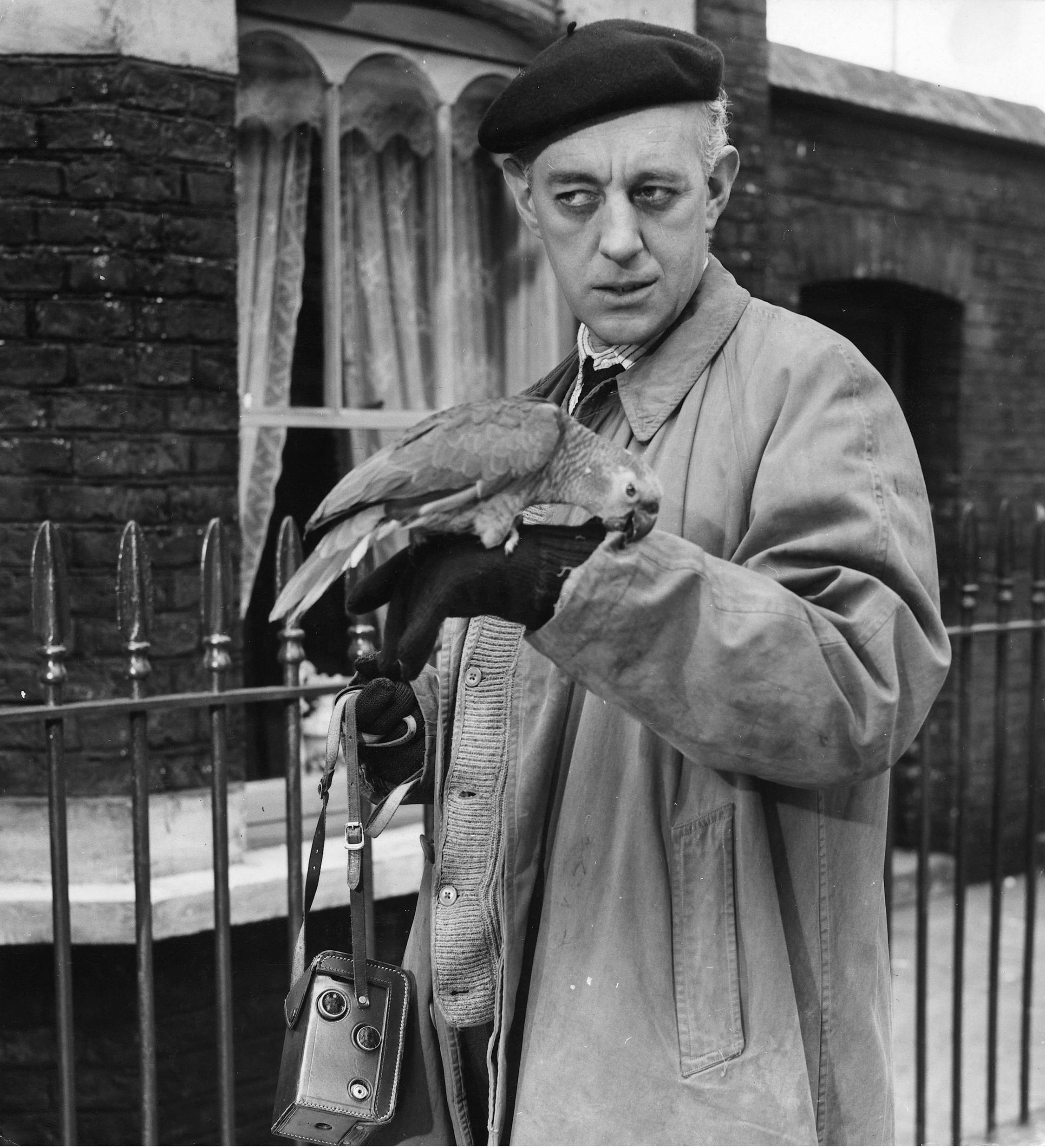 Alec Guinness, parrot, beret, Full HD Phone Wallpaper