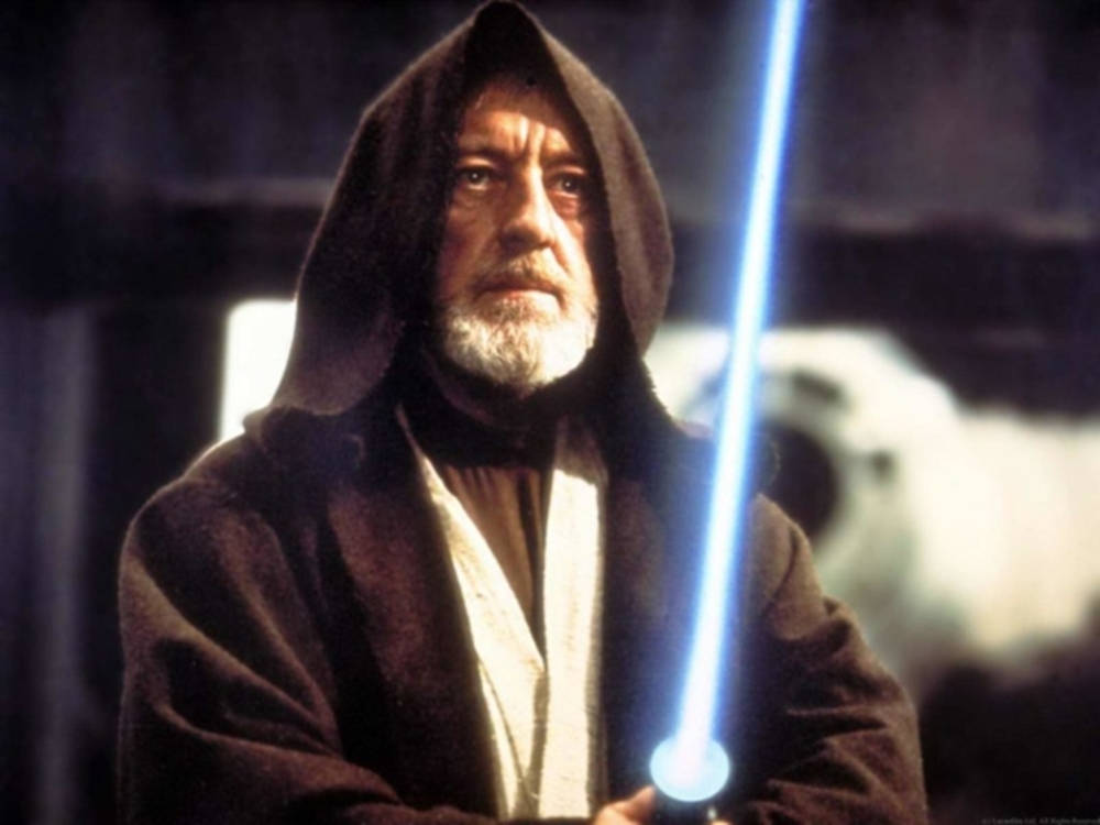 Alec Guinness, light saber, white beard, SD Desktop Wallpaper