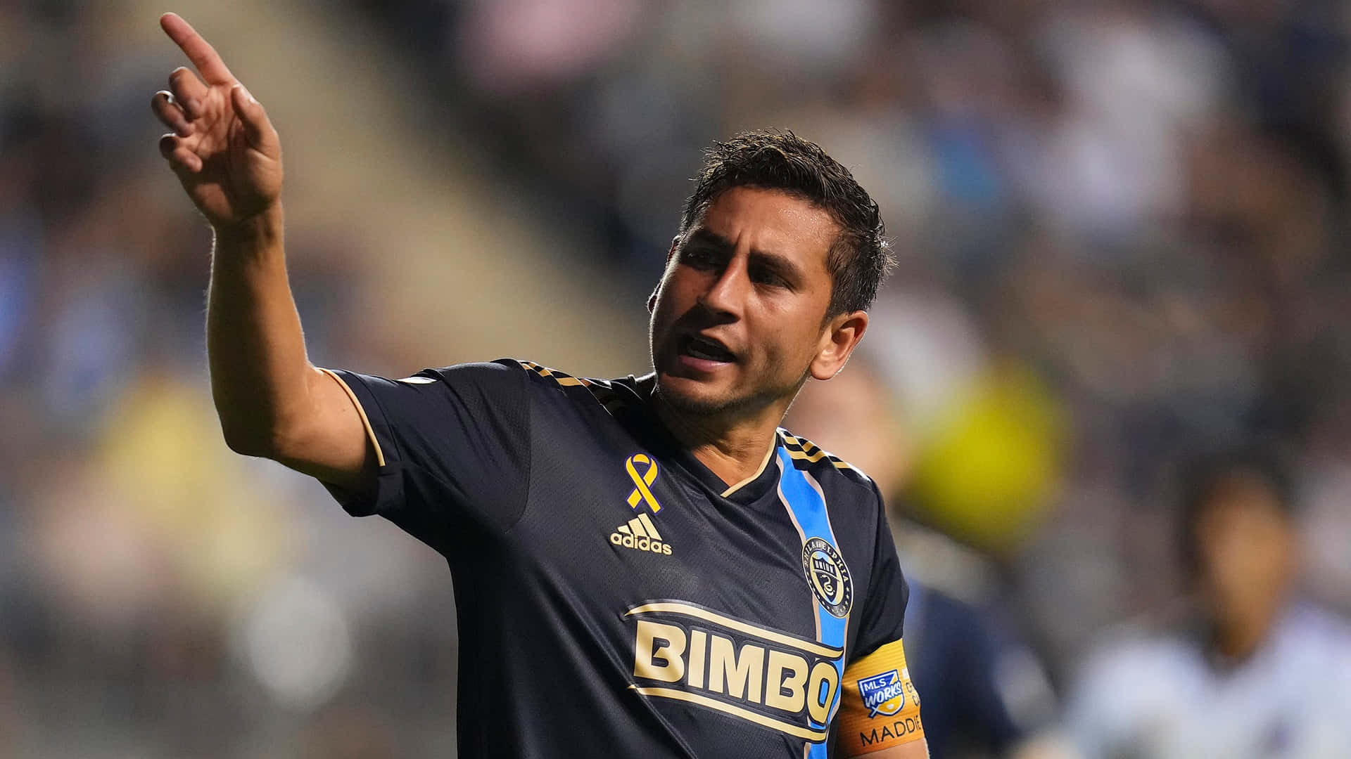 Alejandro Bedoya, dark blue jersey, gold accents, Full HD Desktop Wallpaper