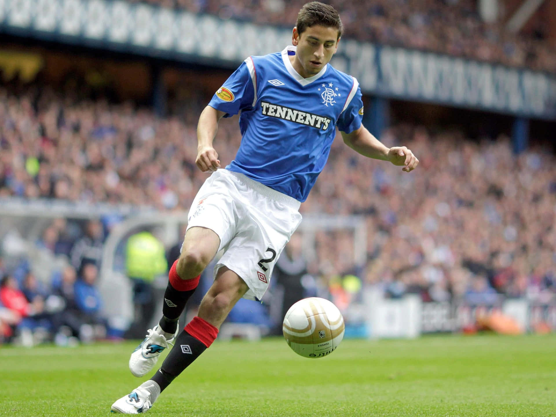 Alejandro Bedoya, blue jersey, white and gold ball, Full HD Desktop Wallpaper