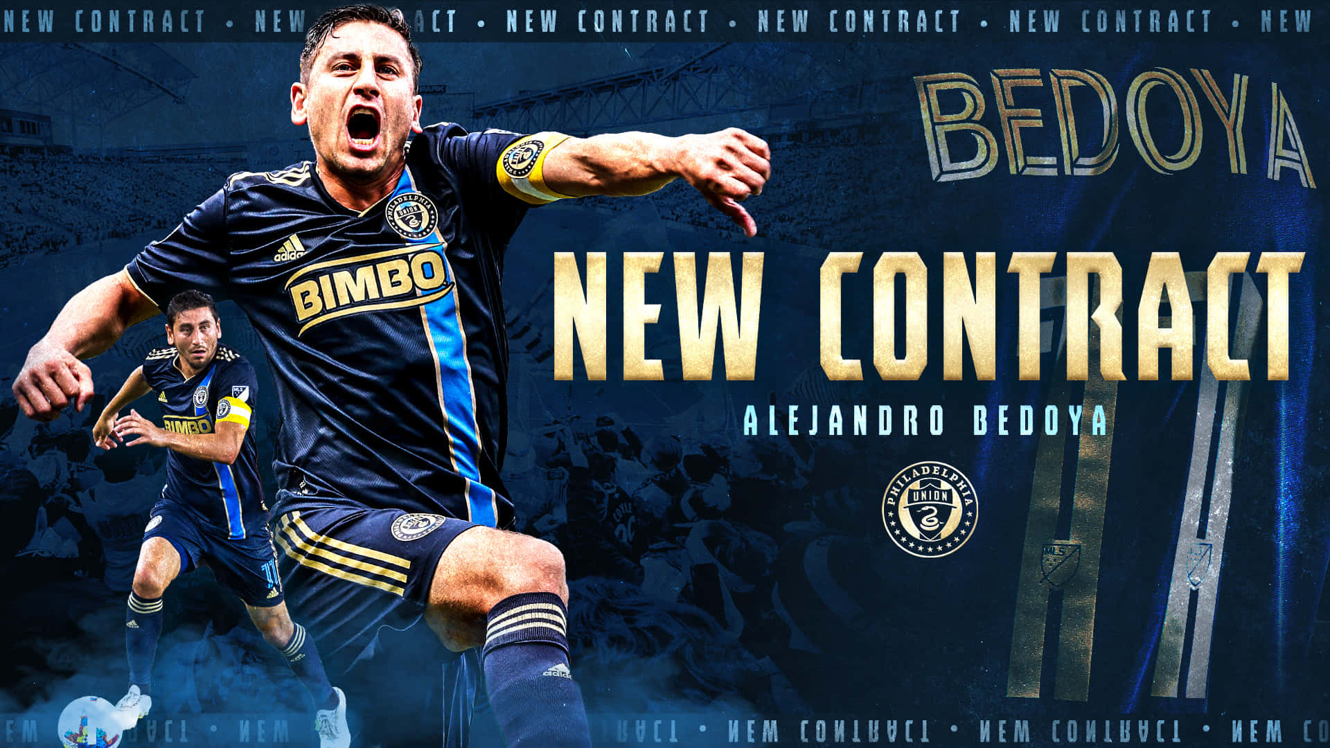 Alejandro Bedoya, dark blue jersey, stadium backdrop, Full HD Desktop Wallpaper