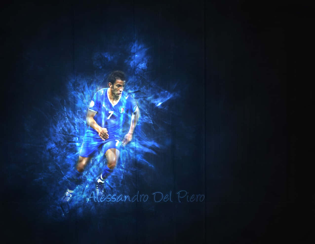 Alessandro Del Piero, blue jersey, electric blue energy, SD Desktop Wallpaper