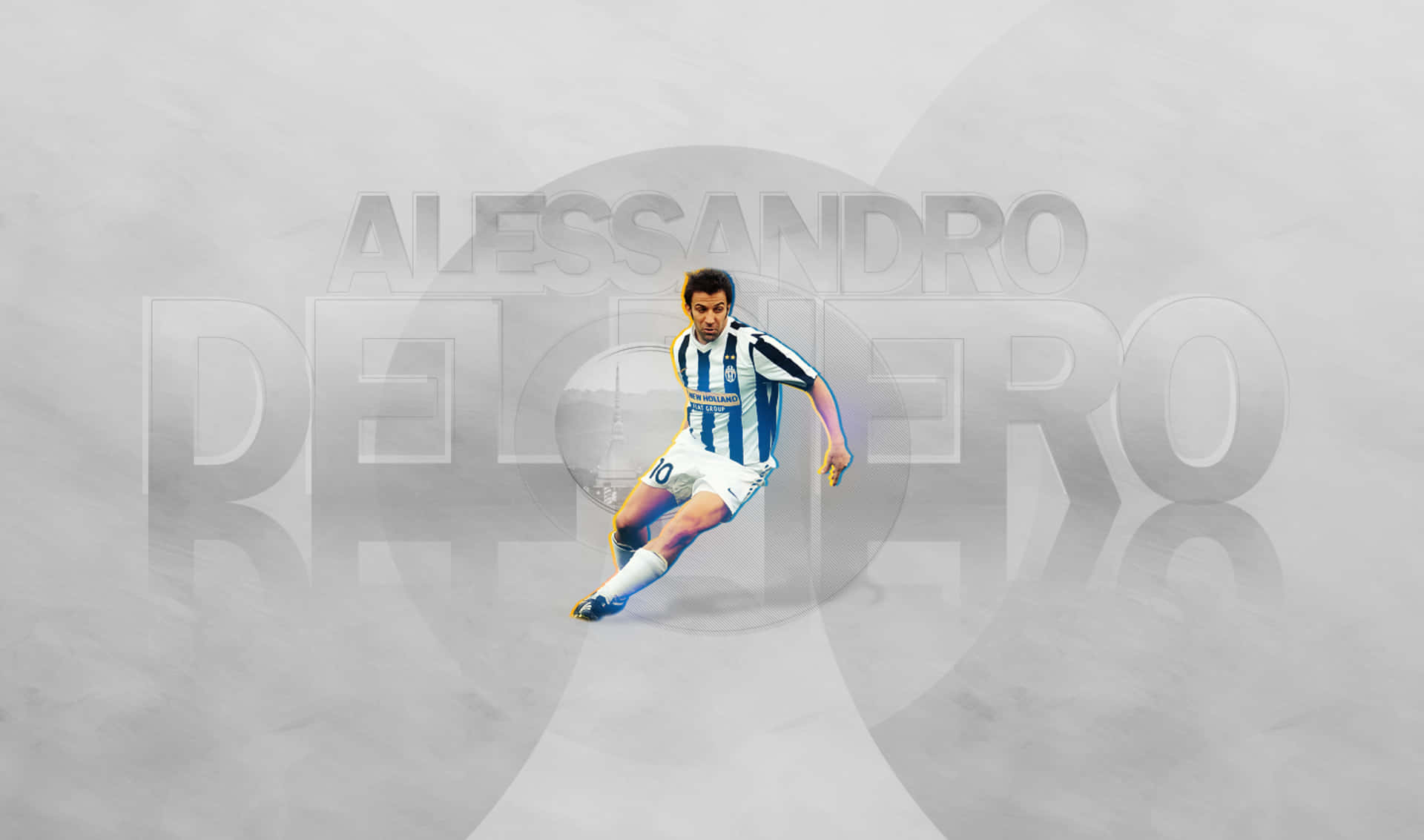 Alessandro Del Piero, blue and white striped jersey, soccer ball, Full HD Desktop Wallpaper